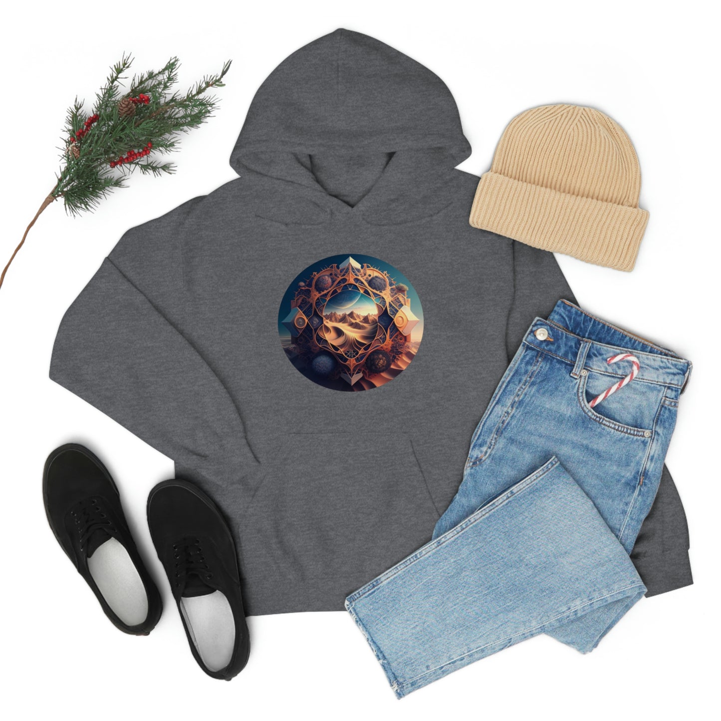 Desert Hoodie, Fantasy Mountain Hoodie, Aesthetic Hoodie with Pocket, Mythical Creatures Hoodie, Comfy Hoodie