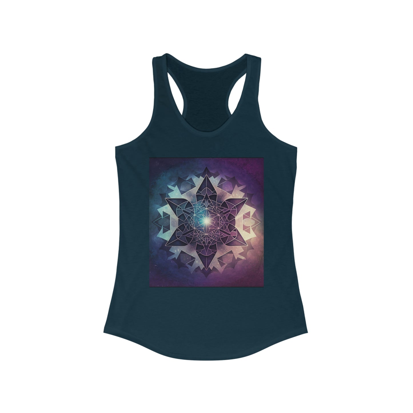 Geometric Racerback Tank Tops for Women, Graphic Tank Top, Geometric Pattern Black Tank Top, Summer Graphic Tank