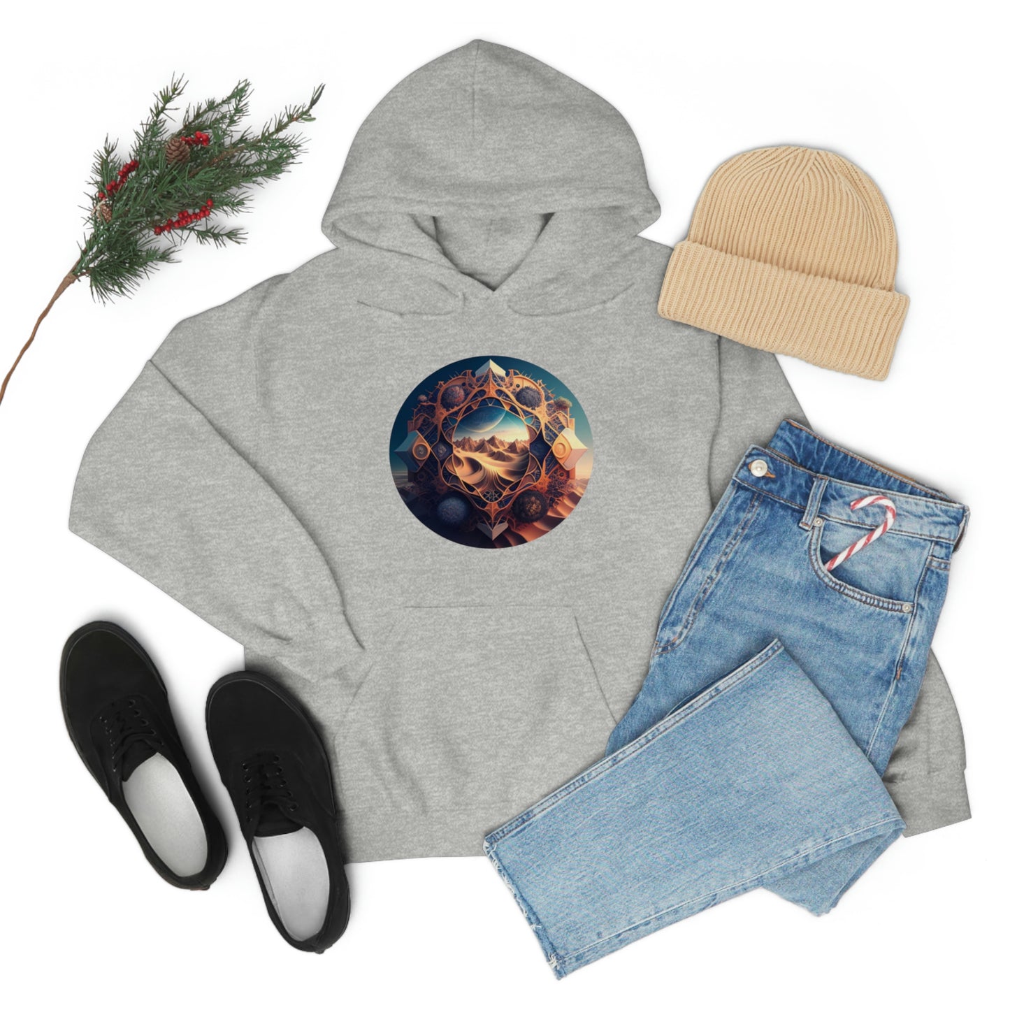 Desert Hoodie, Fantasy Mountain Hoodie, Aesthetic Hoodie with Pocket, Mythical Creatures Hoodie, Comfy Hoodie