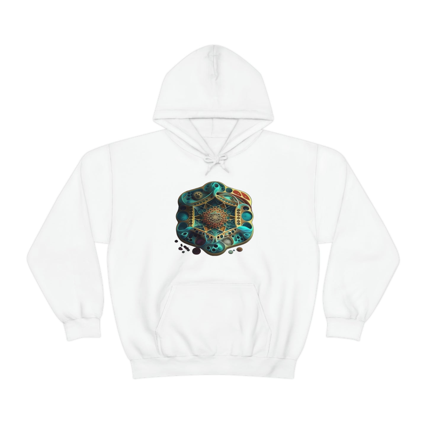 Black Hooded Sweatshirt, Underwater Hexagon Hoodie, Soft Cotton Pullover Hoodie, Sacred Clothing, Sacred Graphic Hoodie
