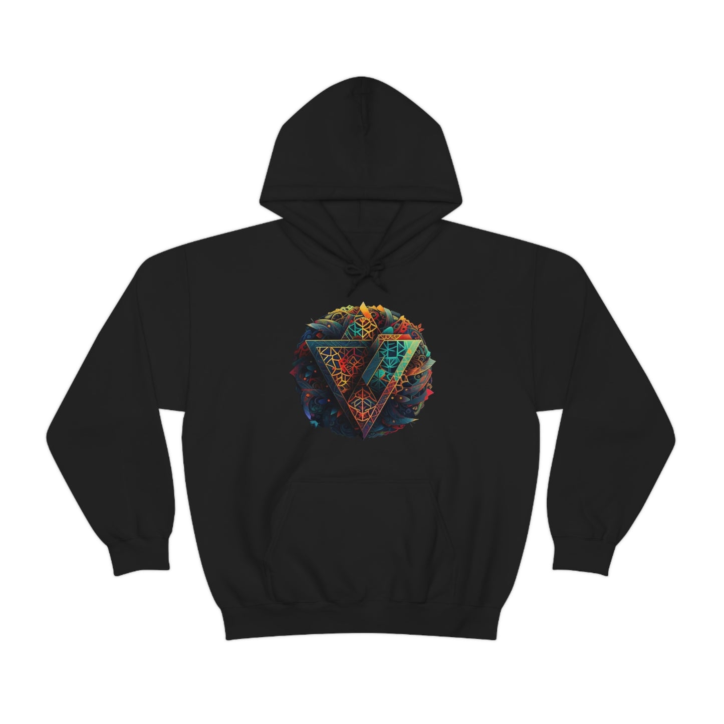 Geometric Pattern Colorful Hoodie, Oversized Hoodie with Pocket, Unisex Streetwear Hoodie, Aesthetic Comfy Hoodie