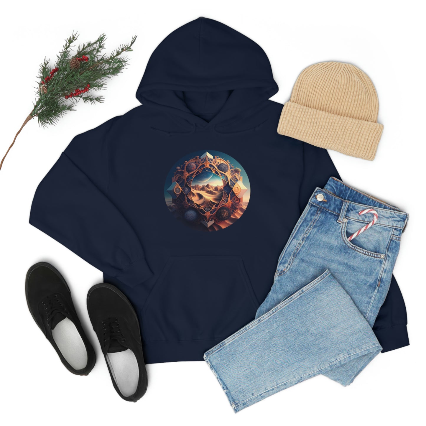 Desert Hoodie, Fantasy Mountain Hoodie, Aesthetic Hoodie with Pocket, Mythical Creatures Hoodie, Comfy Hoodie