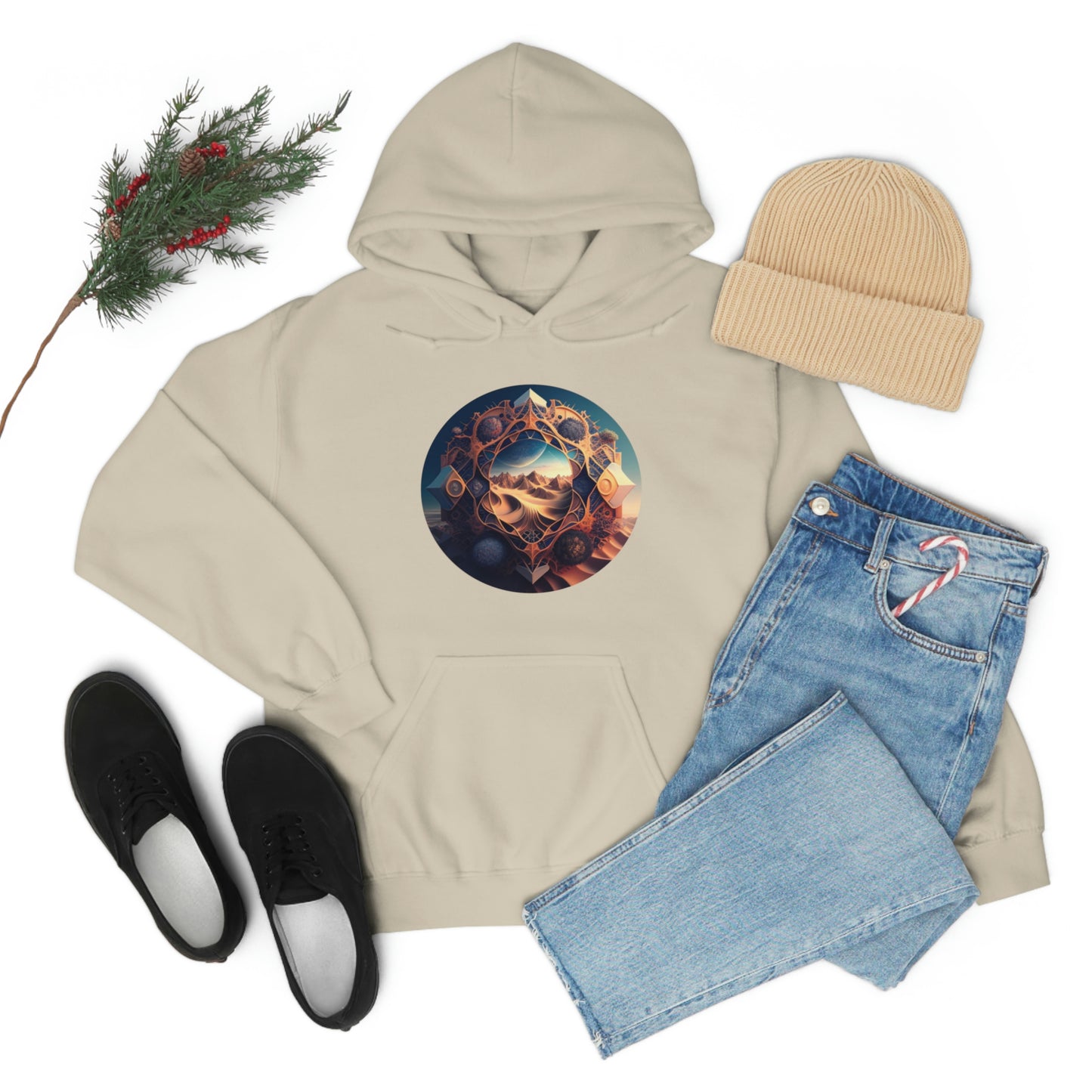 Desert Hoodie, Fantasy Mountain Hoodie, Aesthetic Hoodie with Pocket, Mythical Creatures Hoodie, Comfy Hoodie