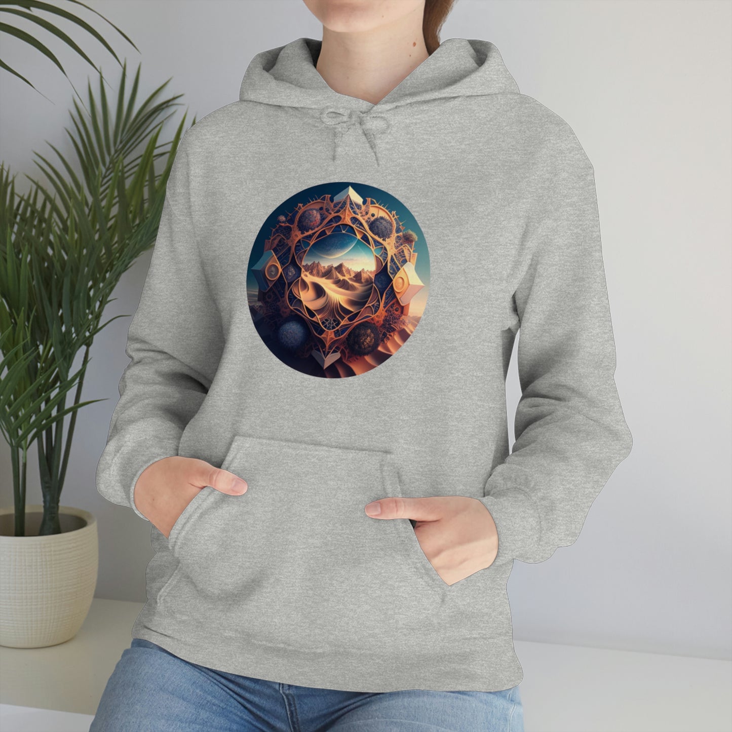 Desert Hoodie, Fantasy Mountain Hoodie, Aesthetic Hoodie with Pocket, Mythical Creatures Hoodie, Comfy Hoodie