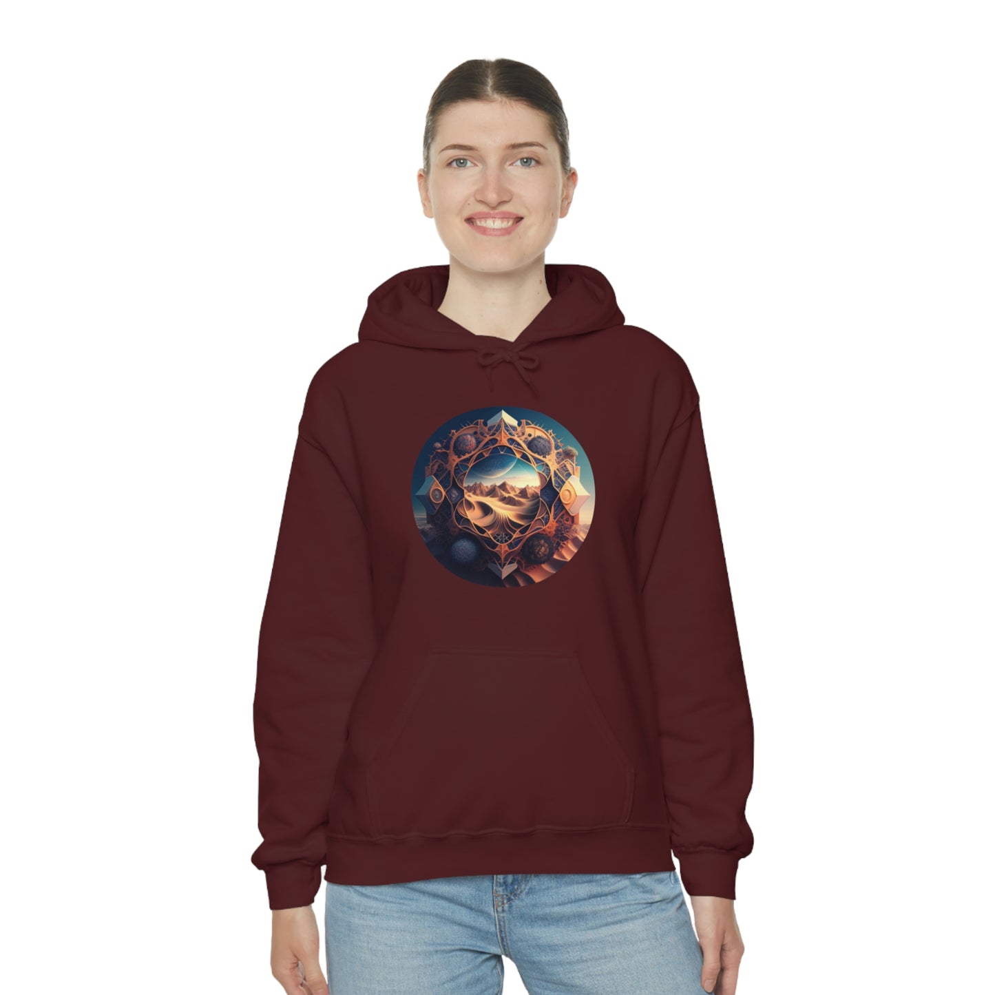 Desert Hoodie, Fantasy Mountain Hoodie, Aesthetic Hoodie with Pocket, Mythical Creatures Hoodie, Comfy Hoodie
