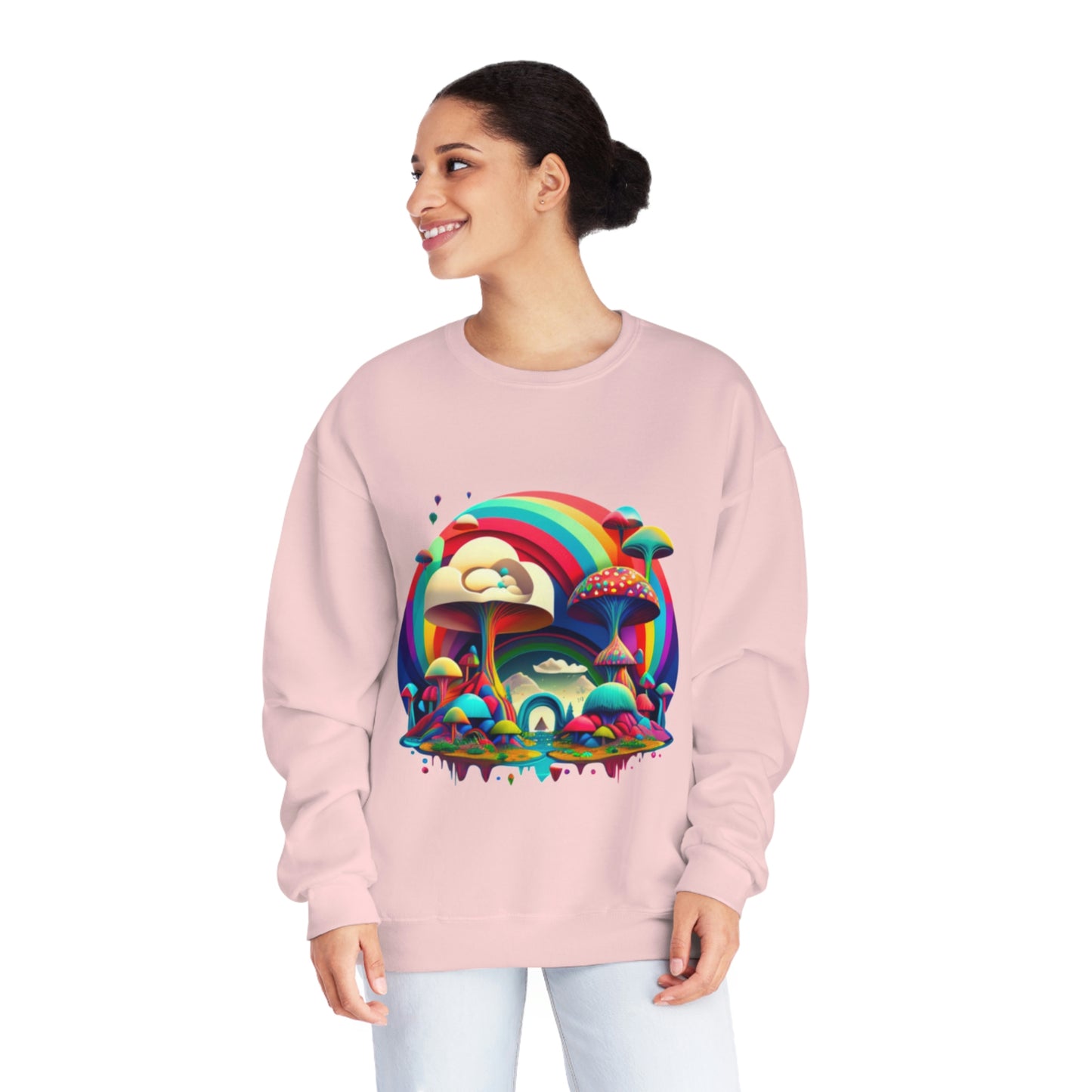 Rainbow Mushroom Sweatshirt, Graphic Sweatshirt, Mushroom Sweater Rainbow Sweatshirt, Mushroom Clothing Aesthetic Sweatshirt