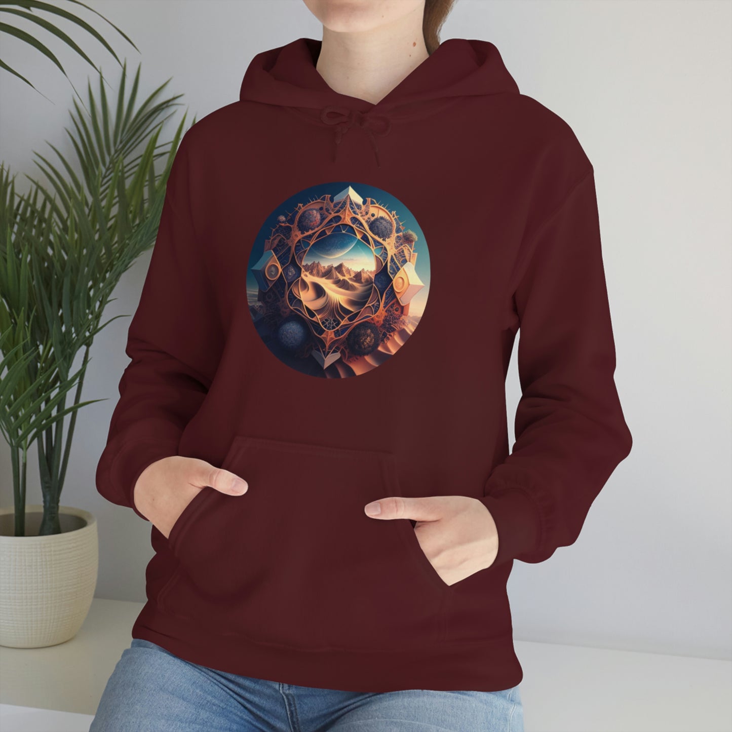 Desert Hoodie, Fantasy Mountain Hoodie, Aesthetic Hoodie with Pocket, Mythical Creatures Hoodie, Comfy Hoodie