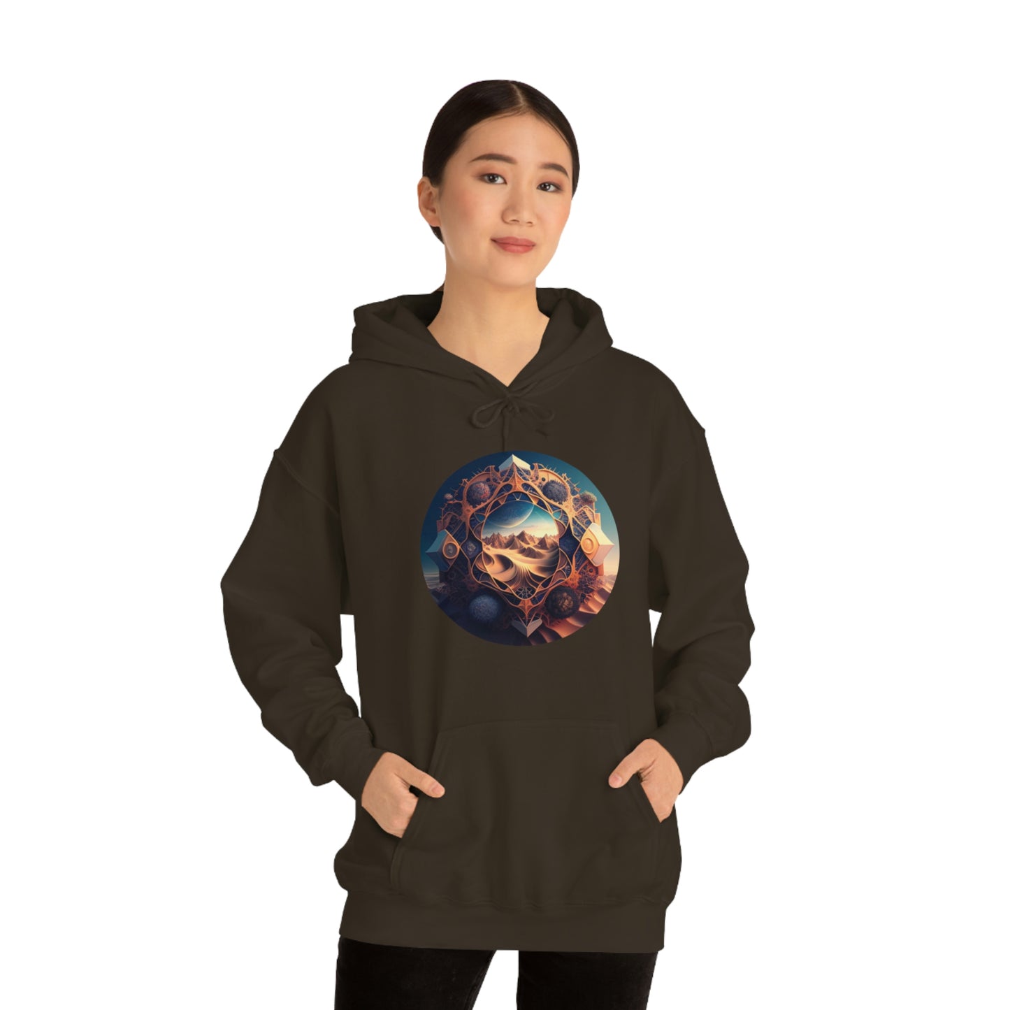 Desert Hoodie, Fantasy Mountain Hoodie, Aesthetic Hoodie with Pocket, Mythical Creatures Hoodie, Comfy Hoodie