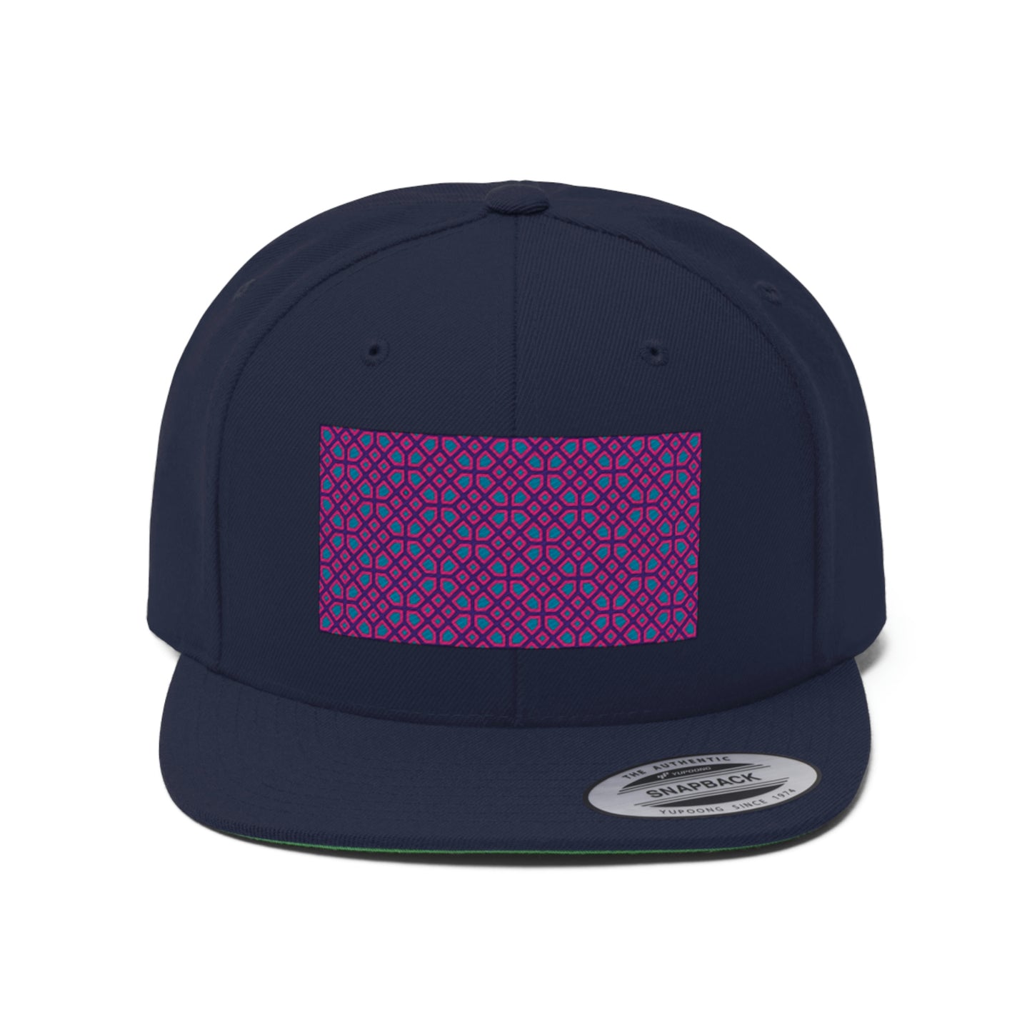Geometric Pattern Snapback Hat, Adjustable Flat Cap, Black Snapback, Handmade Hat Patch Hat. Summer Hat, Trucker Hat