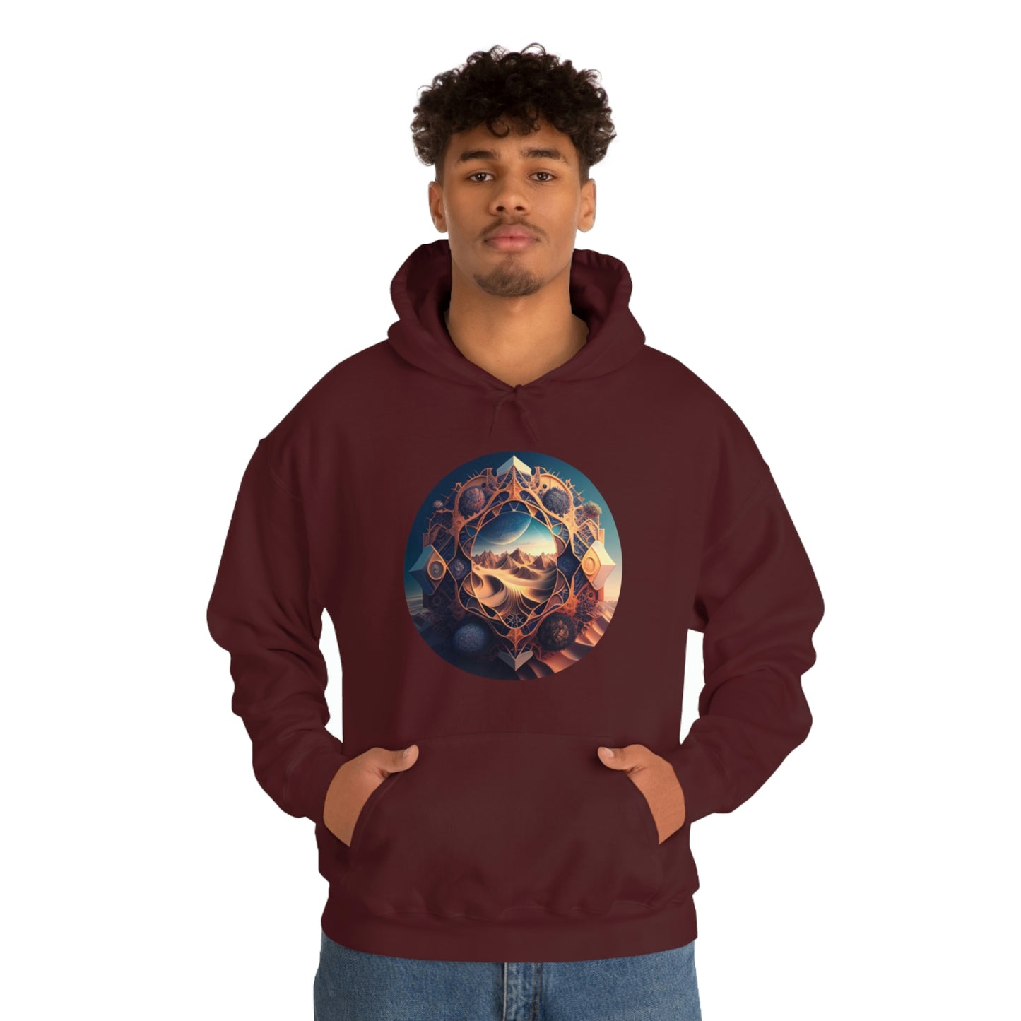 Desert Hoodie, Fantasy Mountain Hoodie, Aesthetic Hoodie with Pocket, Mythical Creatures Hoodie, Comfy Hoodie