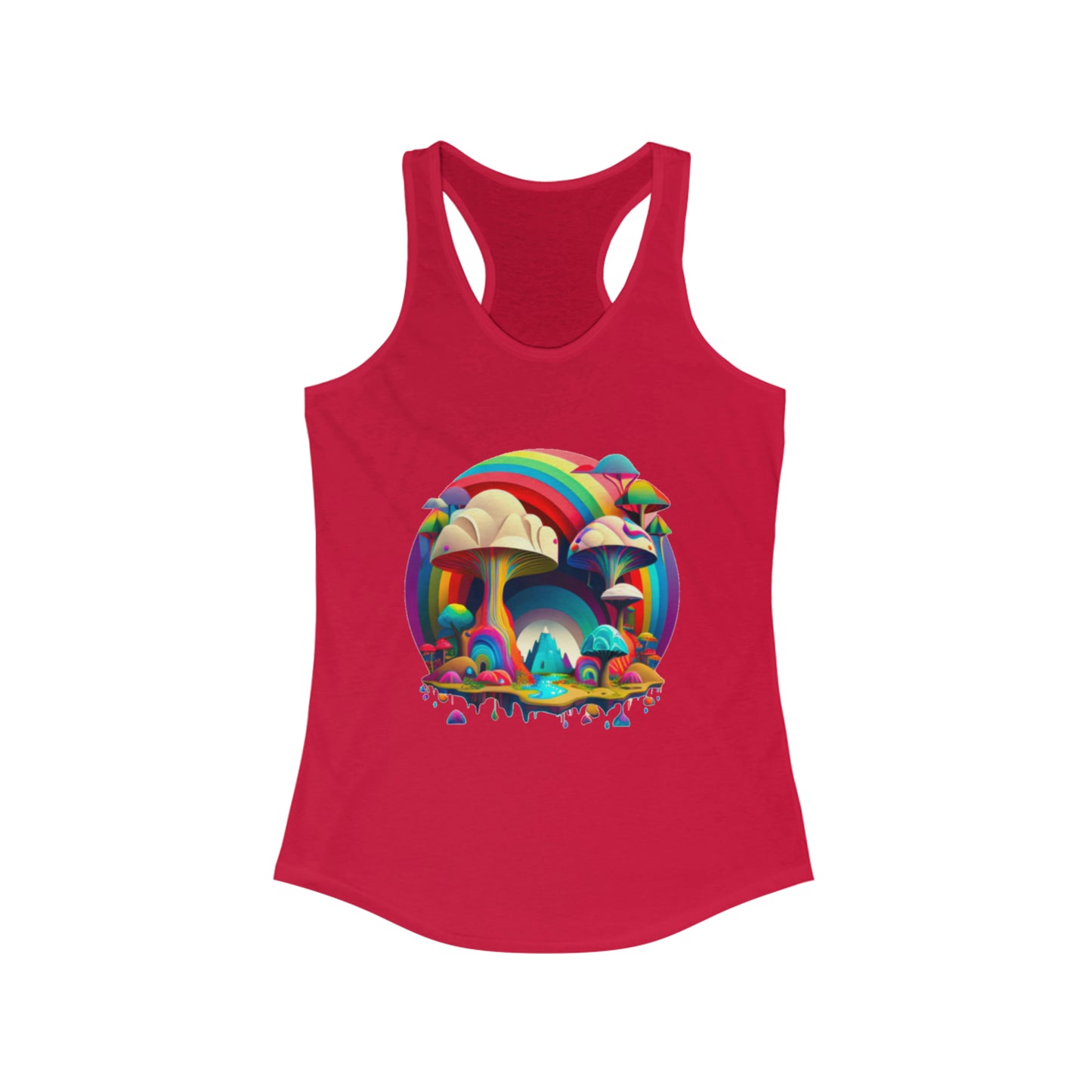 Rainbow Tank Top for Women, Graphic Tank Top, Tank Tops for Women Black Tank Top, Summer Mushroom Tank