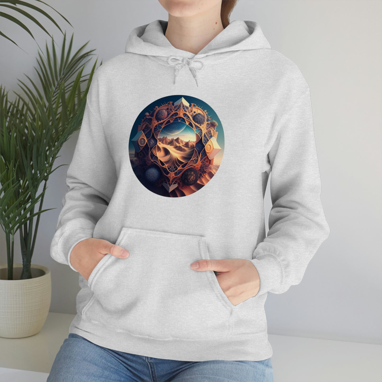 Desert Hoodie, Fantasy Mountain Hoodie, Aesthetic Hoodie with Pocket, Mythical Creatures Hoodie, Comfy Hoodie