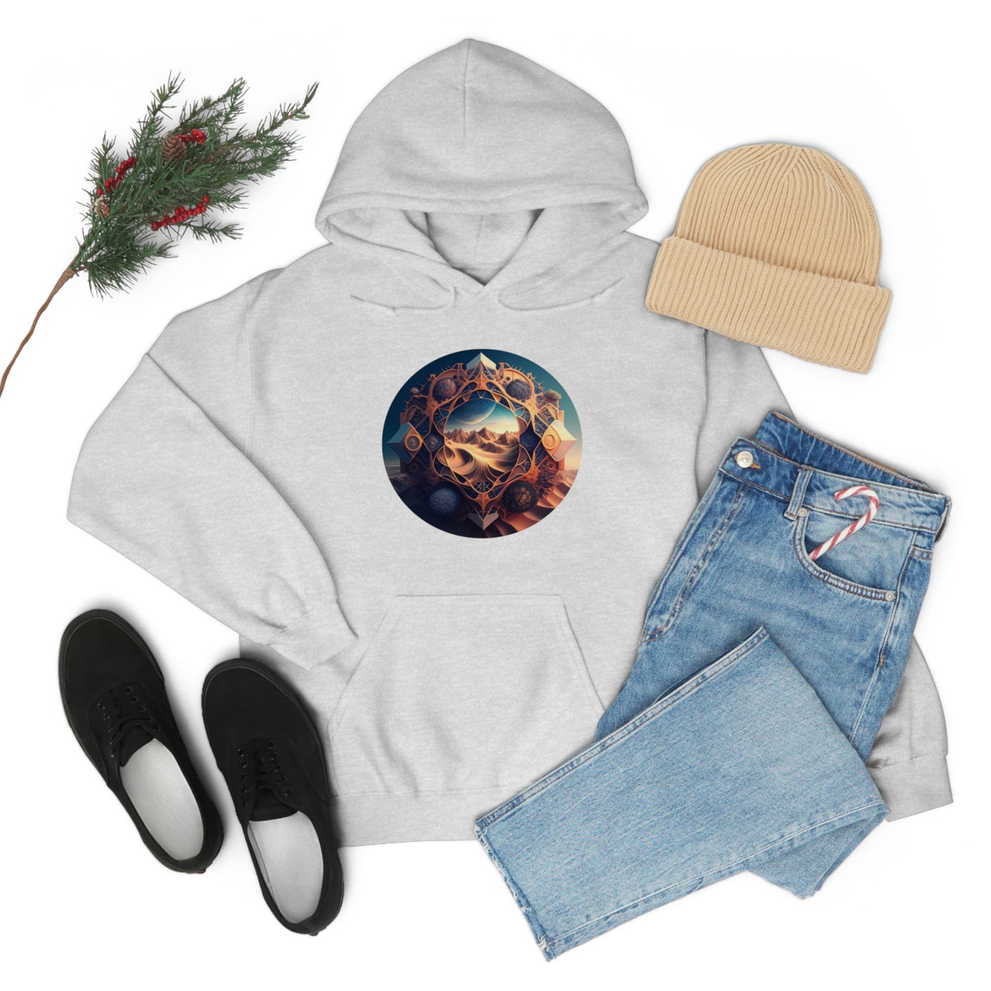 Desert Hoodie, Fantasy Mountain Hoodie, Aesthetic Hoodie with Pocket, Mythical Creatures Hoodie, Comfy Hoodie