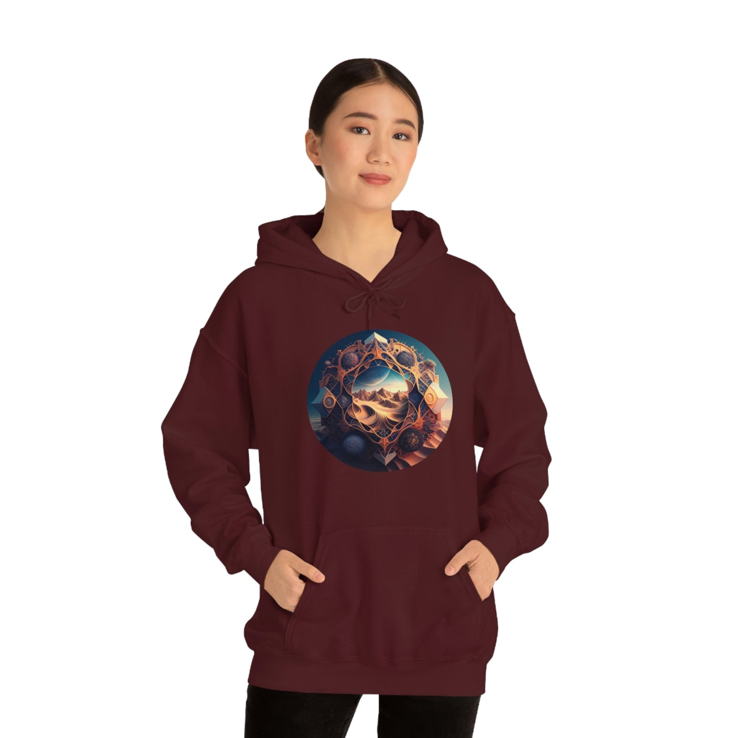 Desert Hoodie, Fantasy Mountain Hoodie, Aesthetic Hoodie with Pocket, Mythical Creatures Hoodie, Comfy Hoodie