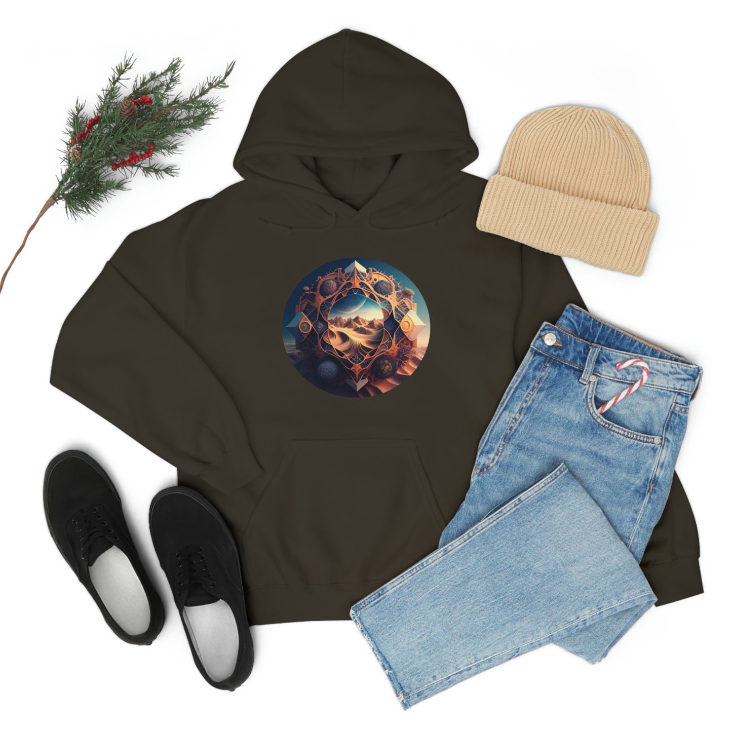 Desert Hoodie, Fantasy Mountain Hoodie, Aesthetic Hoodie with Pocket, Mythical Creatures Hoodie, Comfy Hoodie