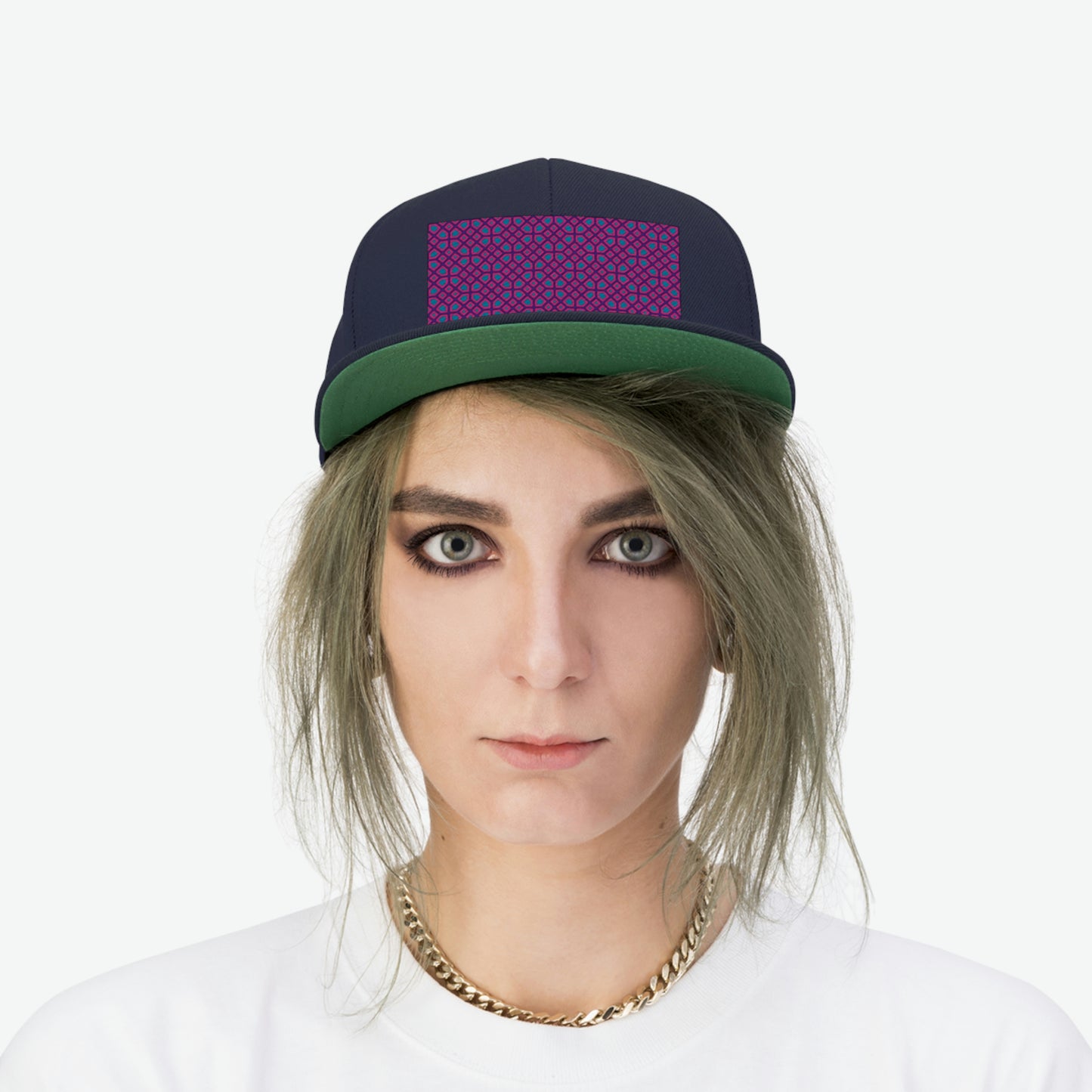 Geometric Pattern Snapback Hat, Adjustable Flat Cap, Black Snapback, Handmade Hat Patch Hat. Summer Hat, Trucker Hat