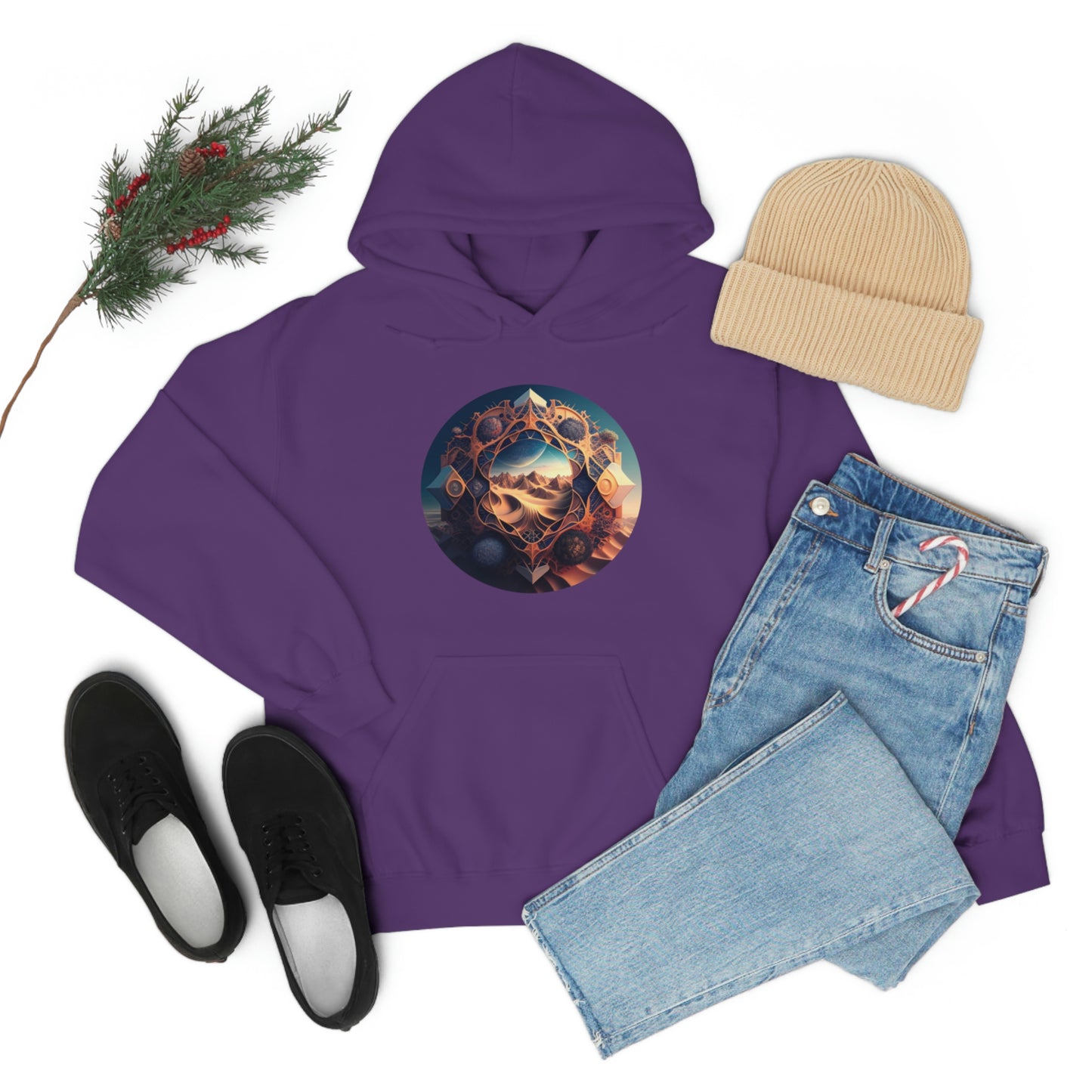 Desert Hoodie, Fantasy Mountain Hoodie, Aesthetic Hoodie with Pocket, Mythical Creatures Hoodie, Comfy Hoodie