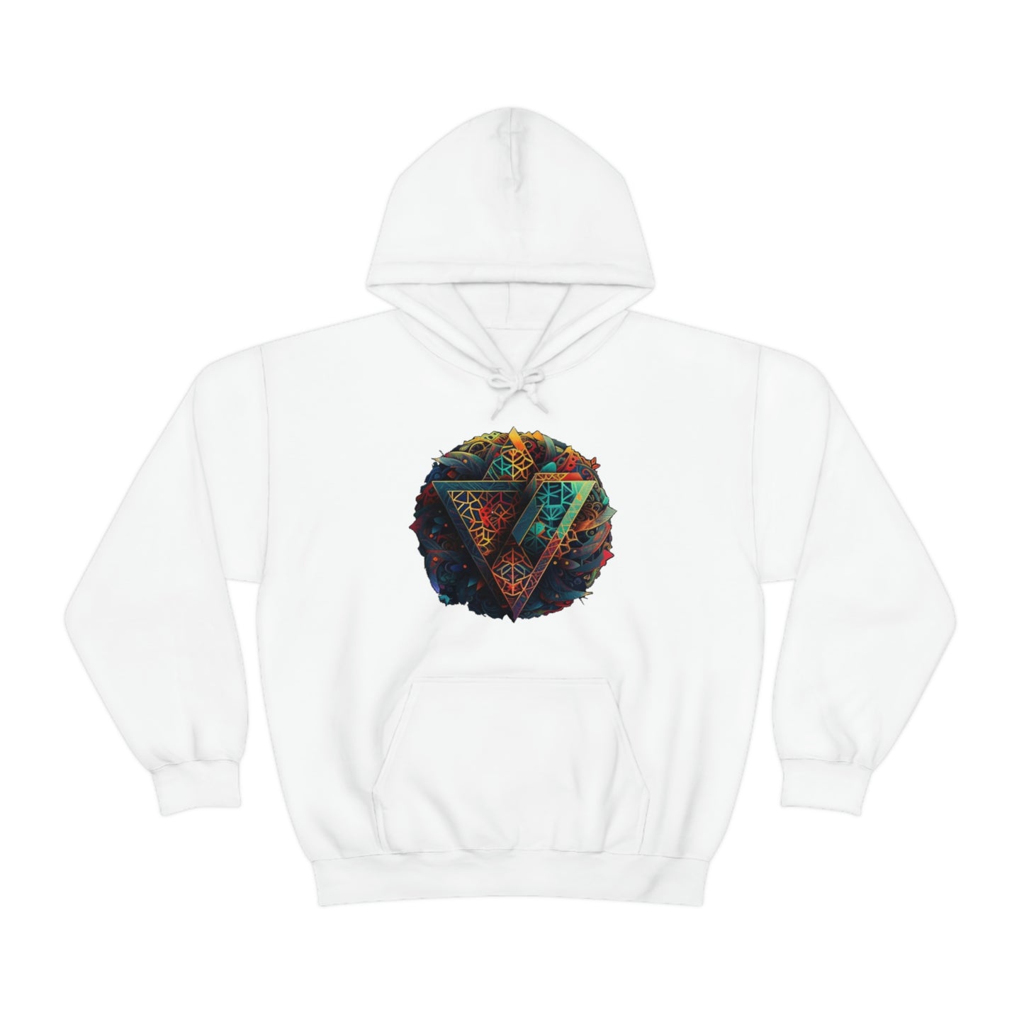 Geometric Pattern Colorful Hoodie, Oversized Hoodie with Pocket, Unisex Streetwear Hoodie, Aesthetic Comfy Hoodie