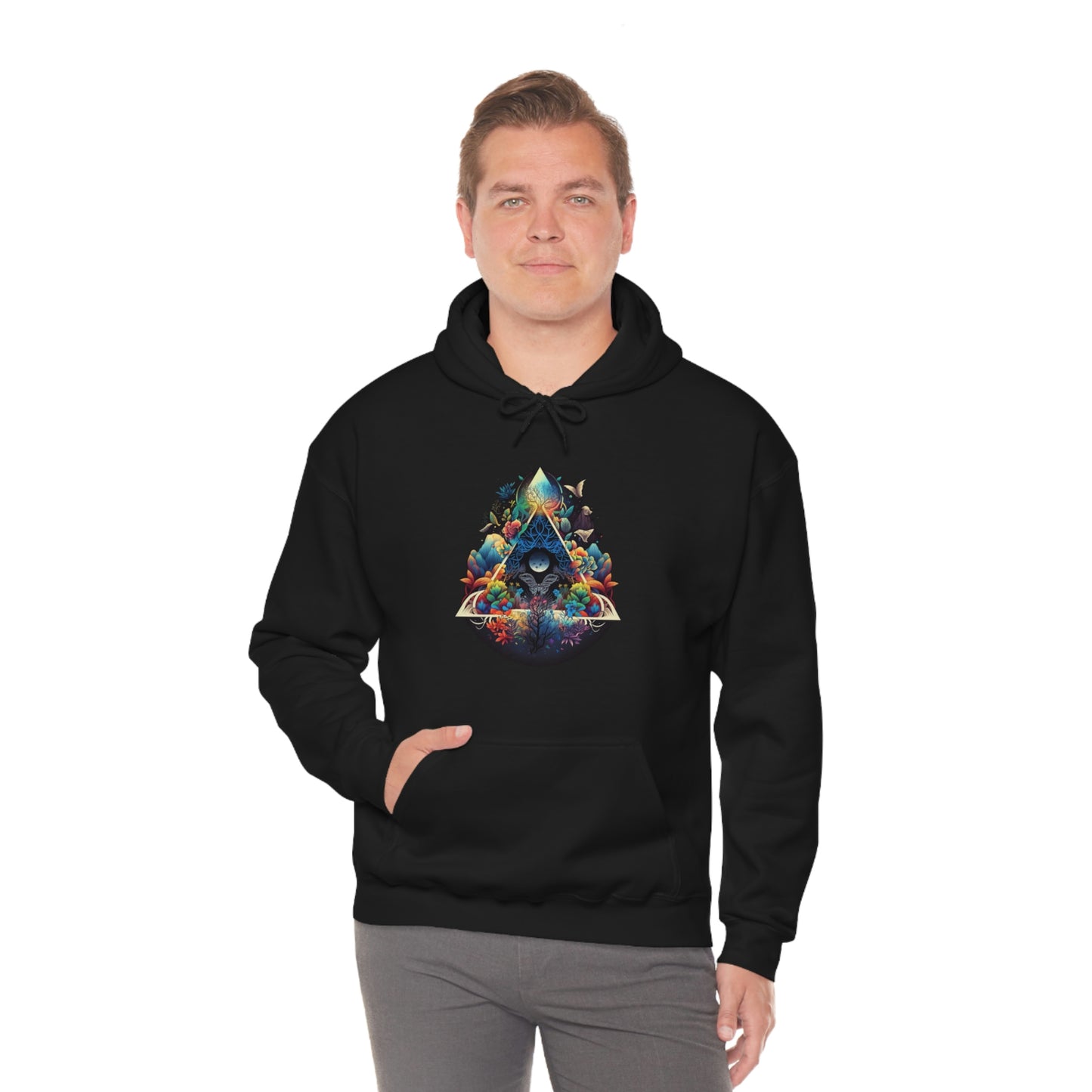 Nature Hoodie, Triangle of Life Botanical Hoodie, Aesthetic Flower Hoodie, Unisex Hoodie with Pocket, Streetwear Hoodie