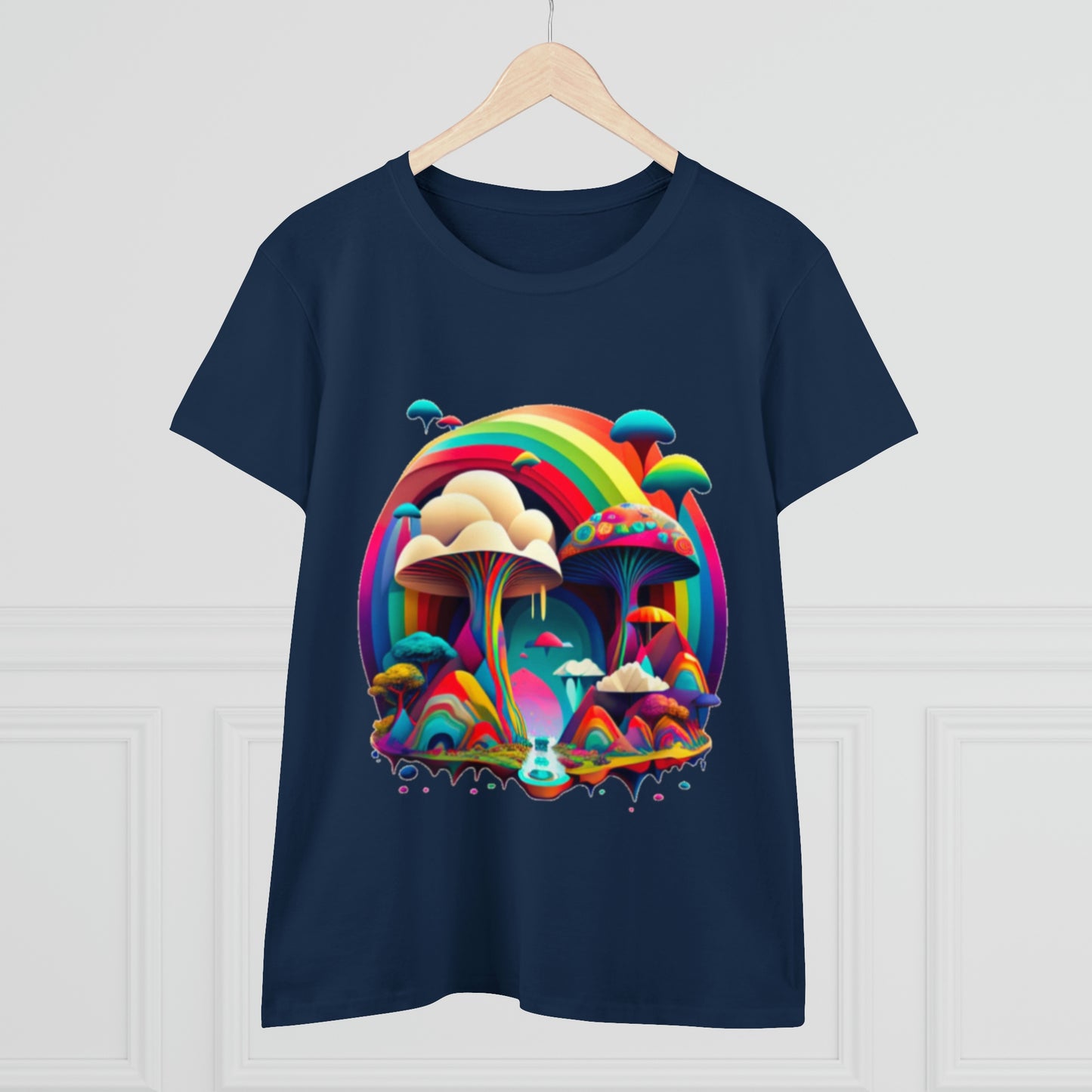 Rainbow Mushroom Shirt for Women, Mushroom Clothing Adventure Shirt, Good Vibes Shirt, Western Feminine Shirt, Short Sleeve Shirt