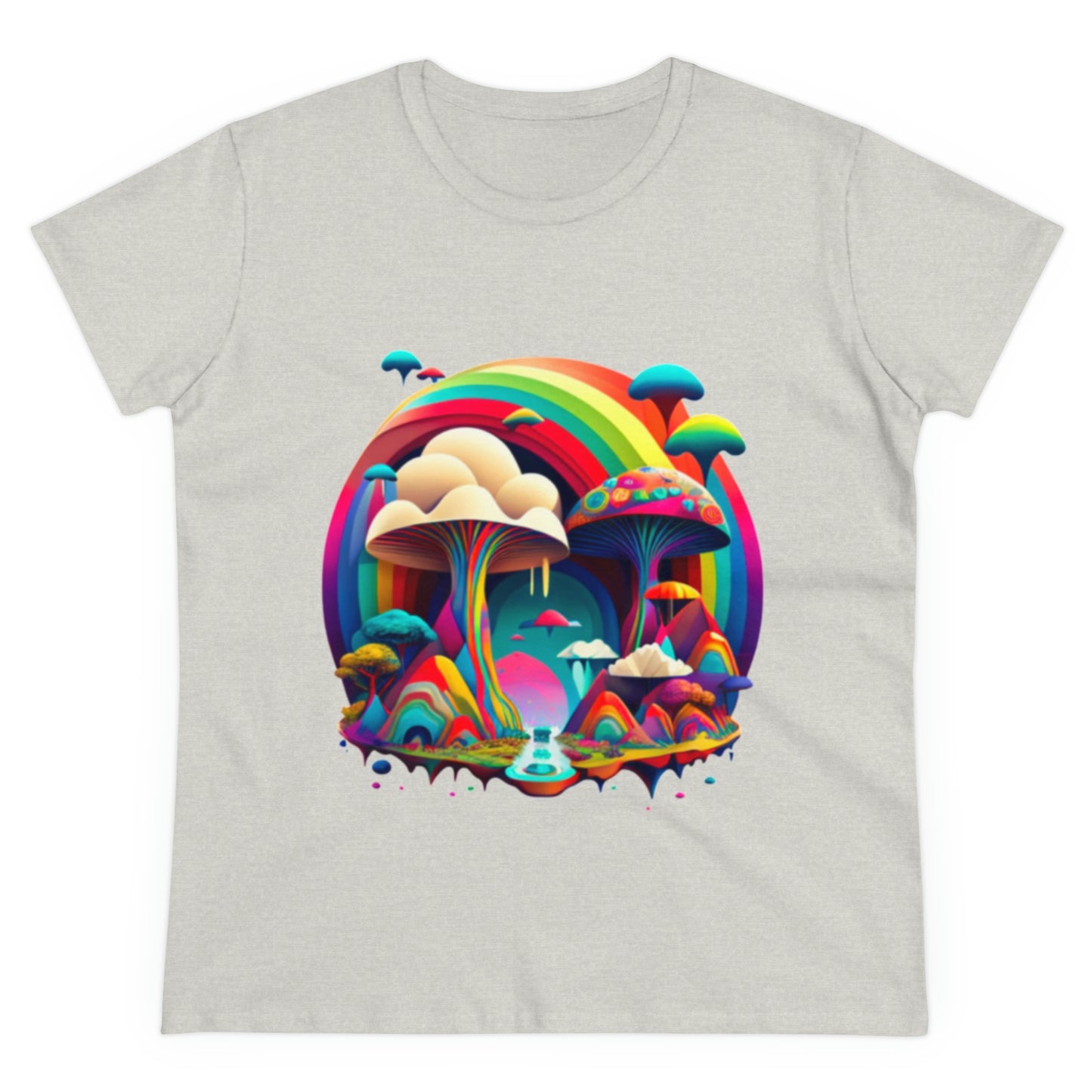 Rainbow Mushroom Shirt for Women, Mushroom Clothing Adventure Shirt, Good Vibes Shirt, Western Feminine Shirt, Short Sleeve Shirt