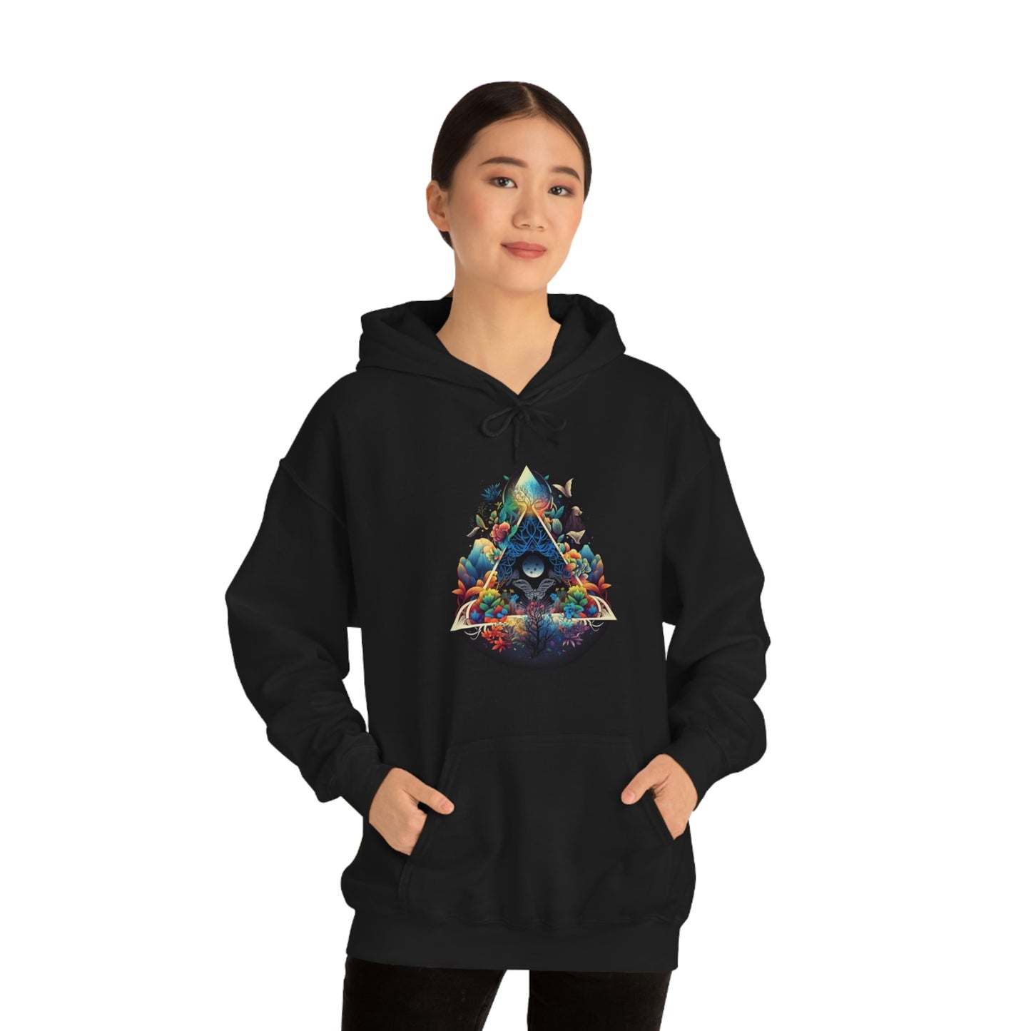 Nature Hoodie, Triangle of Life Botanical Hoodie, Aesthetic Flower Hoodie, Unisex Hoodie with Pocket, Streetwear Hoodie