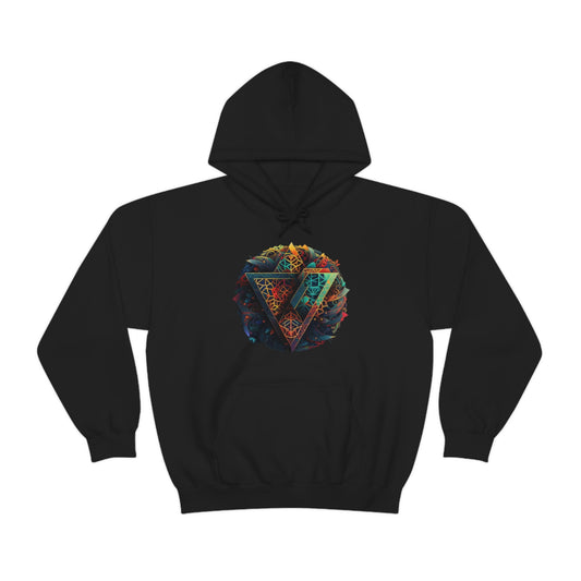 Geometric Pattern Colorful Hoodie, Oversized Hoodie with Pocket, Unisex Streetwear Hoodie, Aesthetic Comfy Hoodie