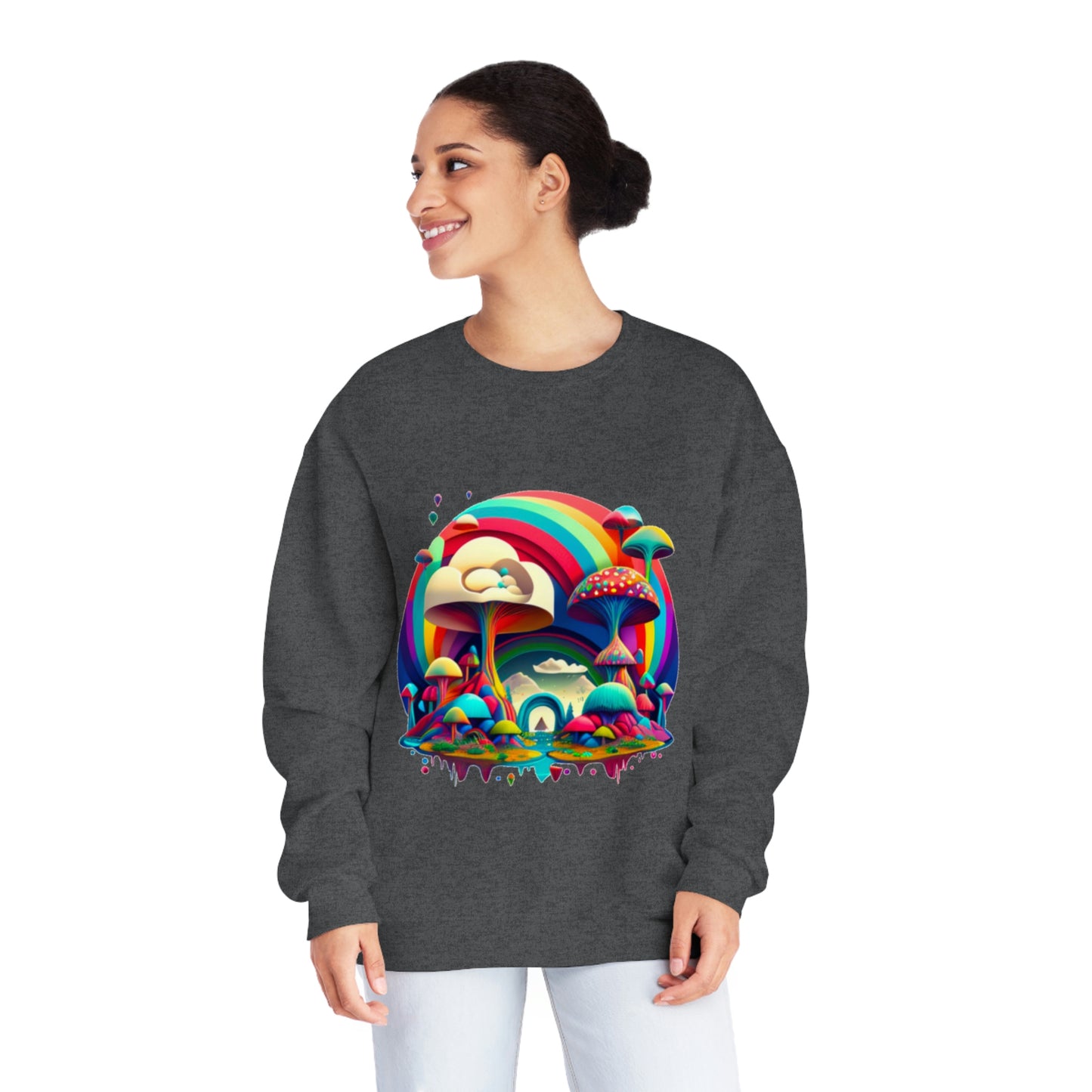 Rainbow Mushroom Sweatshirt, Graphic Sweatshirt, Mushroom Sweater Rainbow Sweatshirt, Mushroom Clothing Aesthetic Sweatshirt