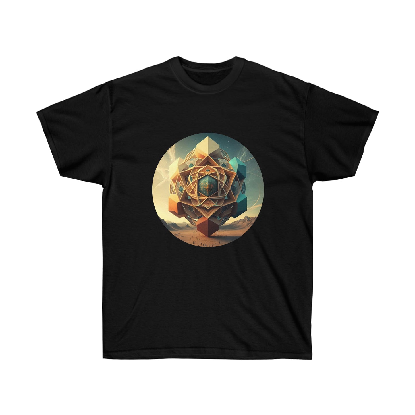 Sacred Geometry Tee, Platonic Solids Geometric Shirt, Desert Vibes Shirt, Mystical Clothing Adventure Shirt, Mystical Shirt