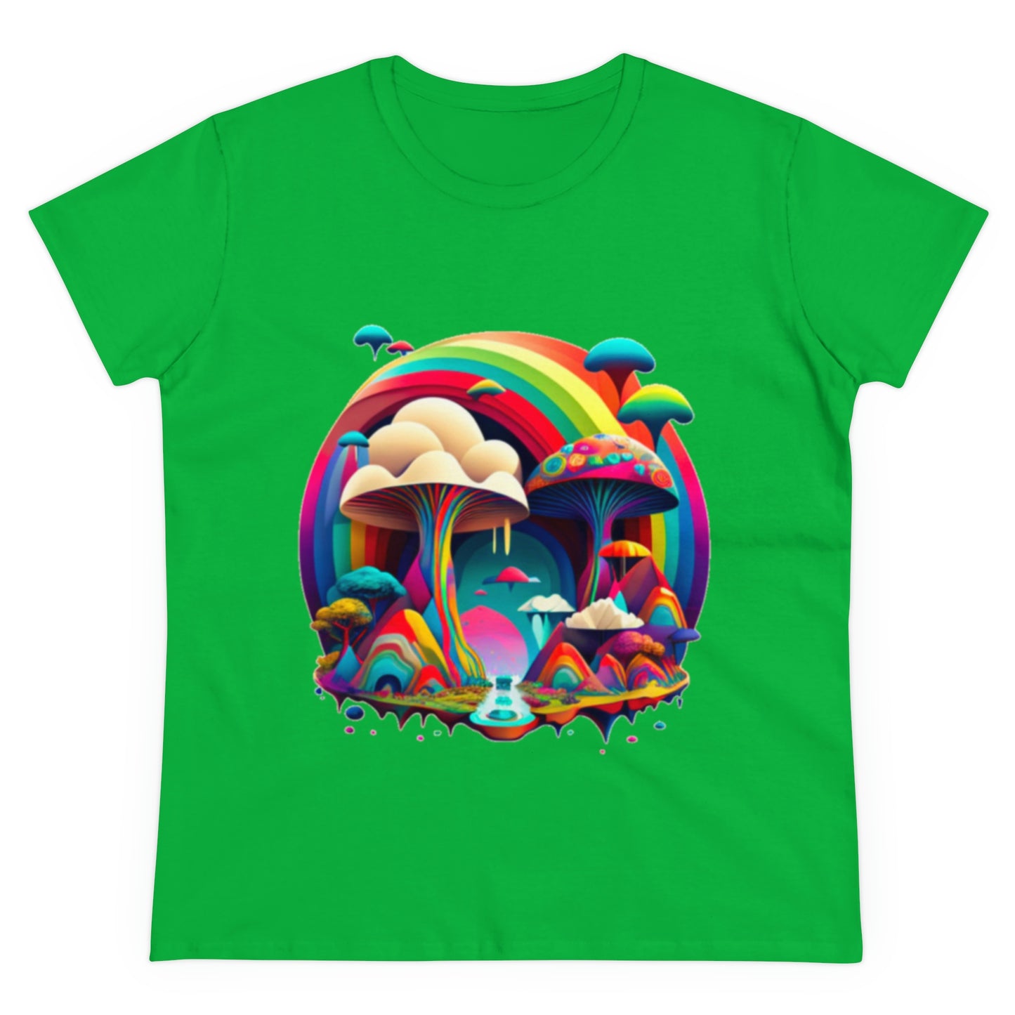 Rainbow Mushroom Shirt for Women, Mushroom Clothing Adventure Shirt, Good Vibes Shirt, Western Feminine Shirt, Short Sleeve Shirt