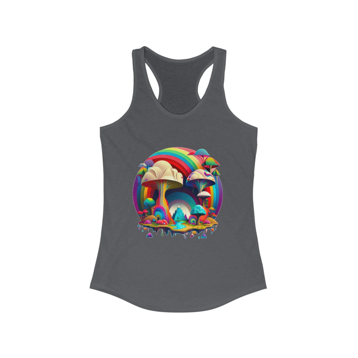 Rainbow Tank Top for Women, Graphic Tank Top, Tank Tops for Women Black Tank Top, Summer Mushroom Tank