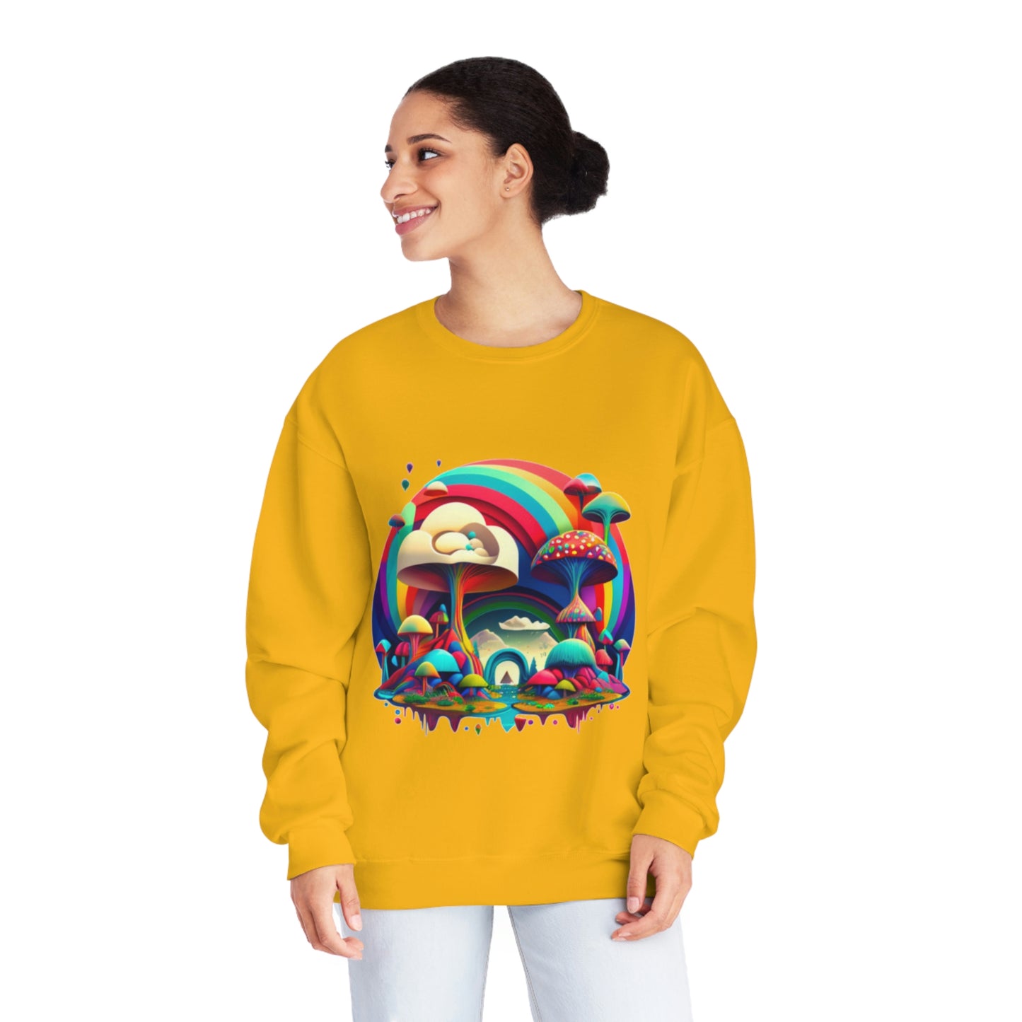 Rainbow Mushroom Sweatshirt, Graphic Sweatshirt, Mushroom Sweater Rainbow Sweatshirt, Mushroom Clothing Aesthetic Sweatshirt