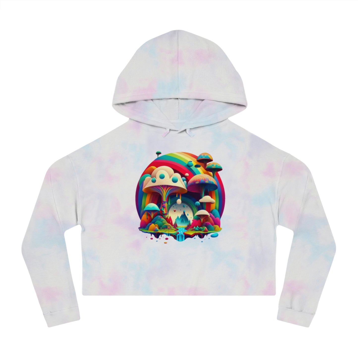 Mushroom Print Cropped Hoodie, Women Mushroom Hoodie, Aesthetic Crop Top Hoodie, Colorful Fantasy Hoodie, Comfy Hoodie