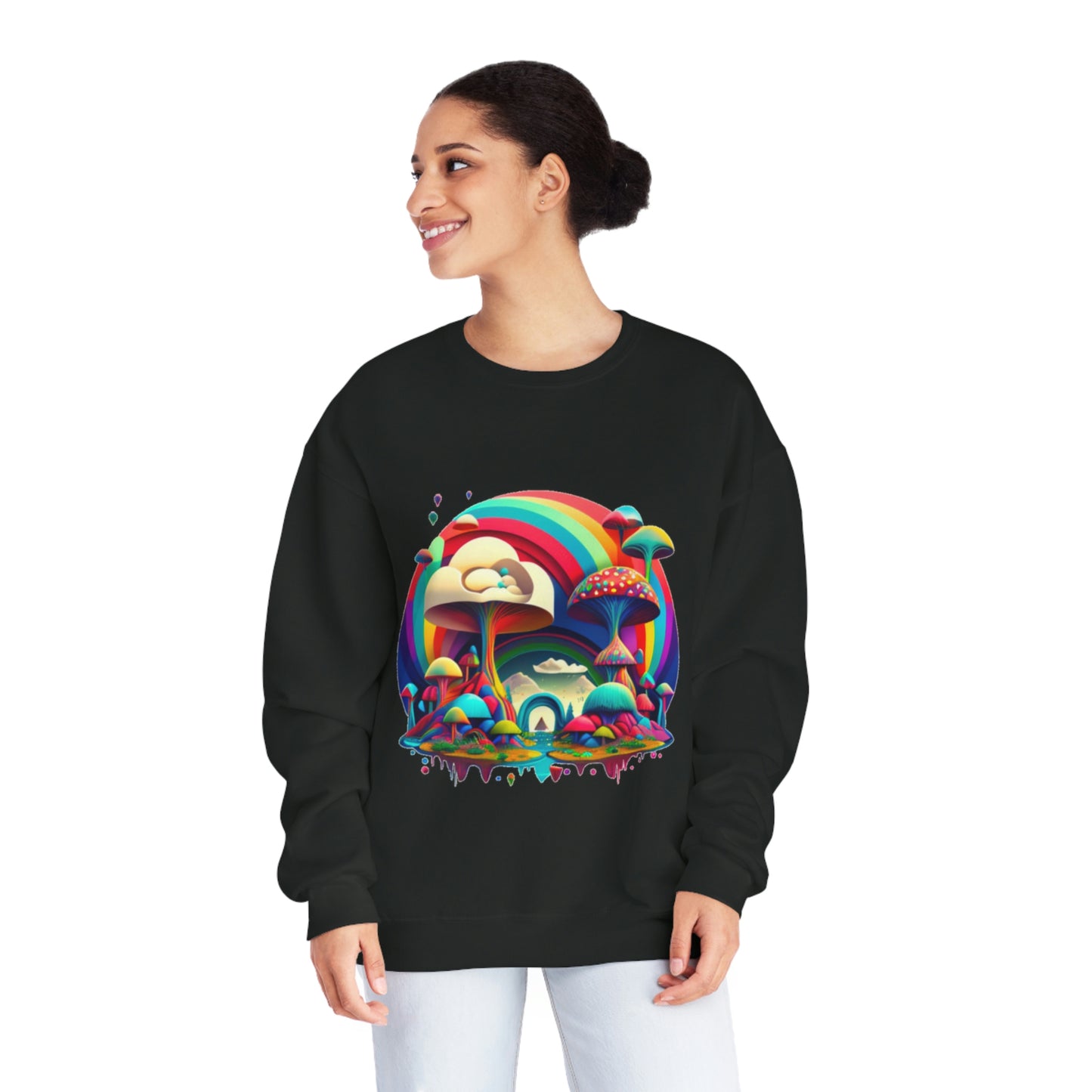 Rainbow Mushroom Sweatshirt, Graphic Sweatshirt, Mushroom Sweater Rainbow Sweatshirt, Mushroom Clothing Aesthetic Sweatshirt