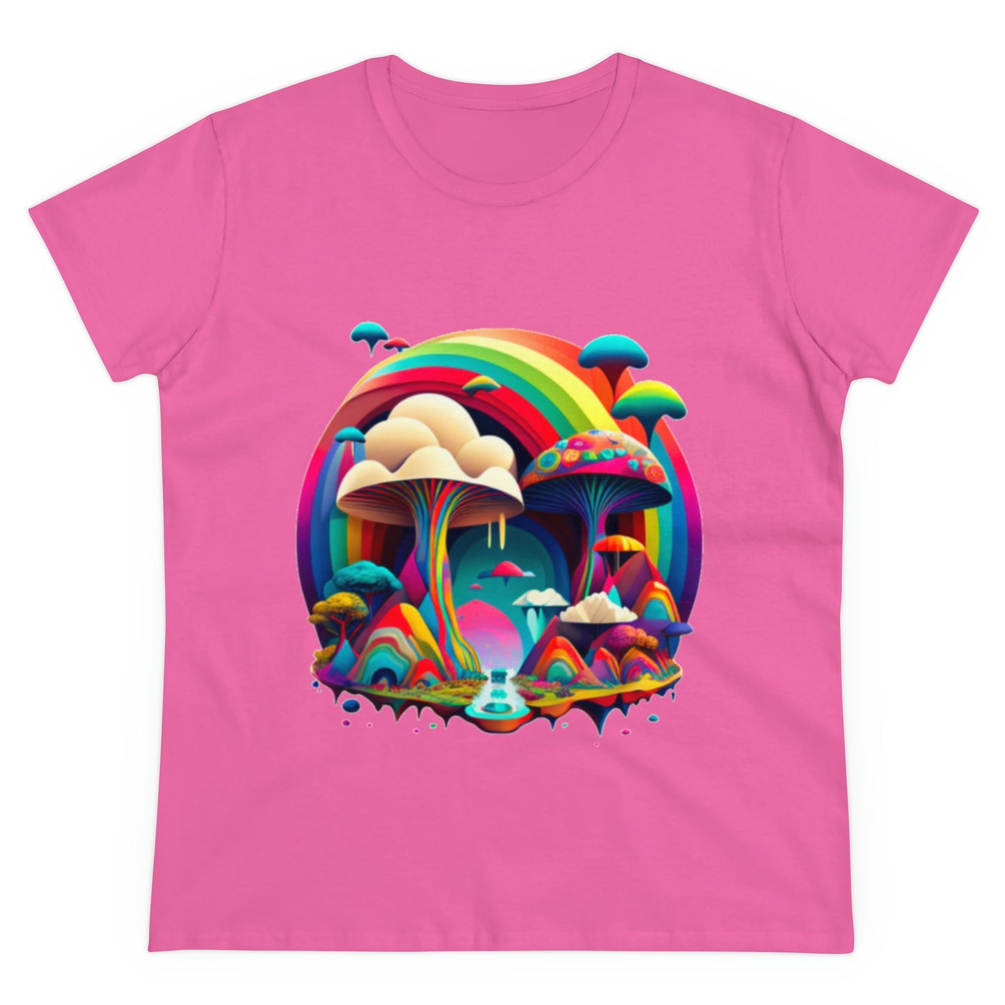 Rainbow Mushroom Shirt for Women, Mushroom Clothing Adventure Shirt, Good Vibes Shirt, Western Feminine Shirt, Short Sleeve Shirt