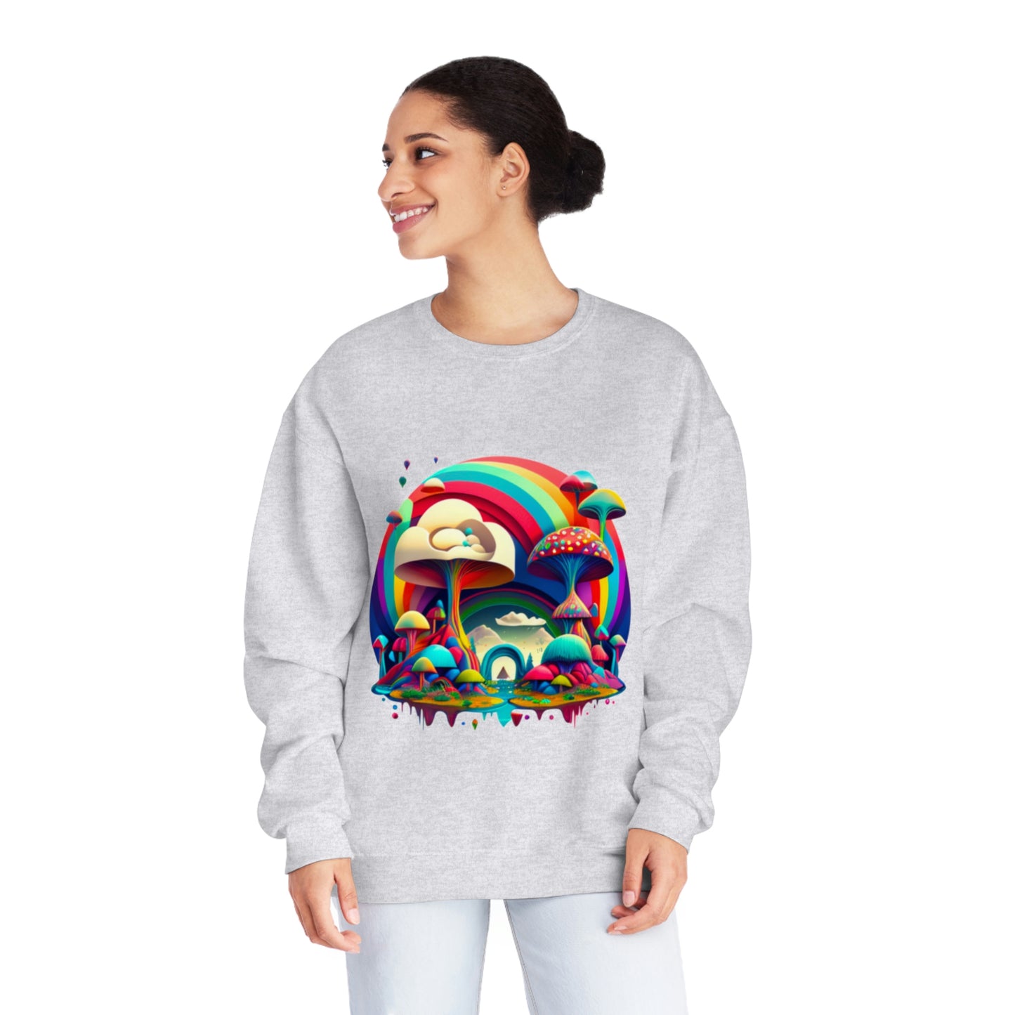 Rainbow Mushroom Sweatshirt, Graphic Sweatshirt, Mushroom Sweater Rainbow Sweatshirt, Mushroom Clothing Aesthetic Sweatshirt