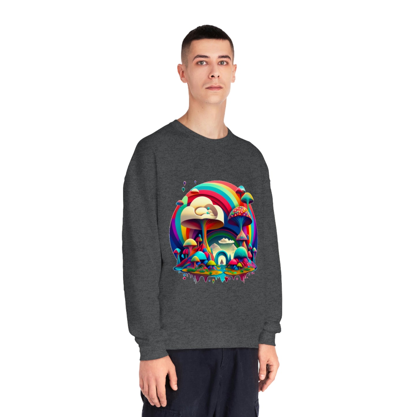Rainbow Mushroom Sweatshirt, Graphic Sweatshirt, Mushroom Sweater Rainbow Sweatshirt, Mushroom Clothing Aesthetic Sweatshirt