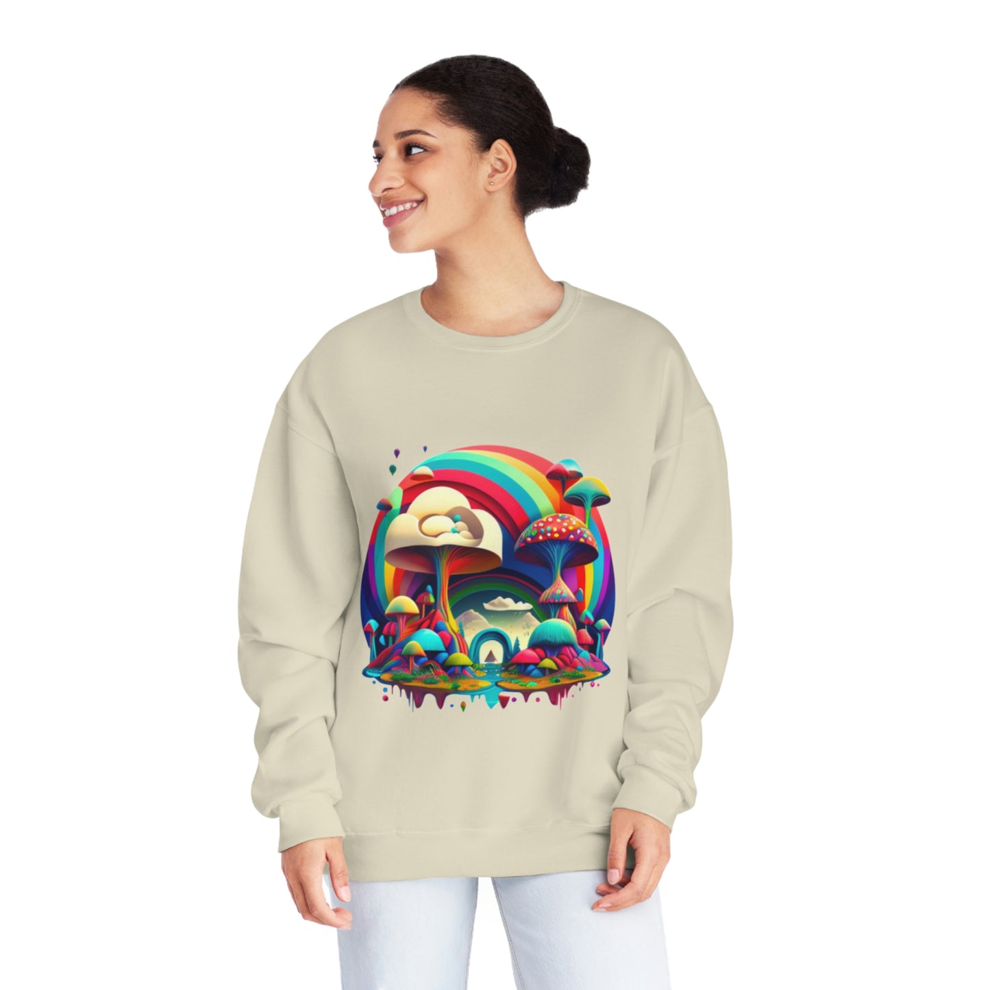 Rainbow Mushroom Sweatshirt, Graphic Sweatshirt, Mushroom Sweater Rainbow Sweatshirt, Mushroom Clothing Aesthetic Sweatshirt