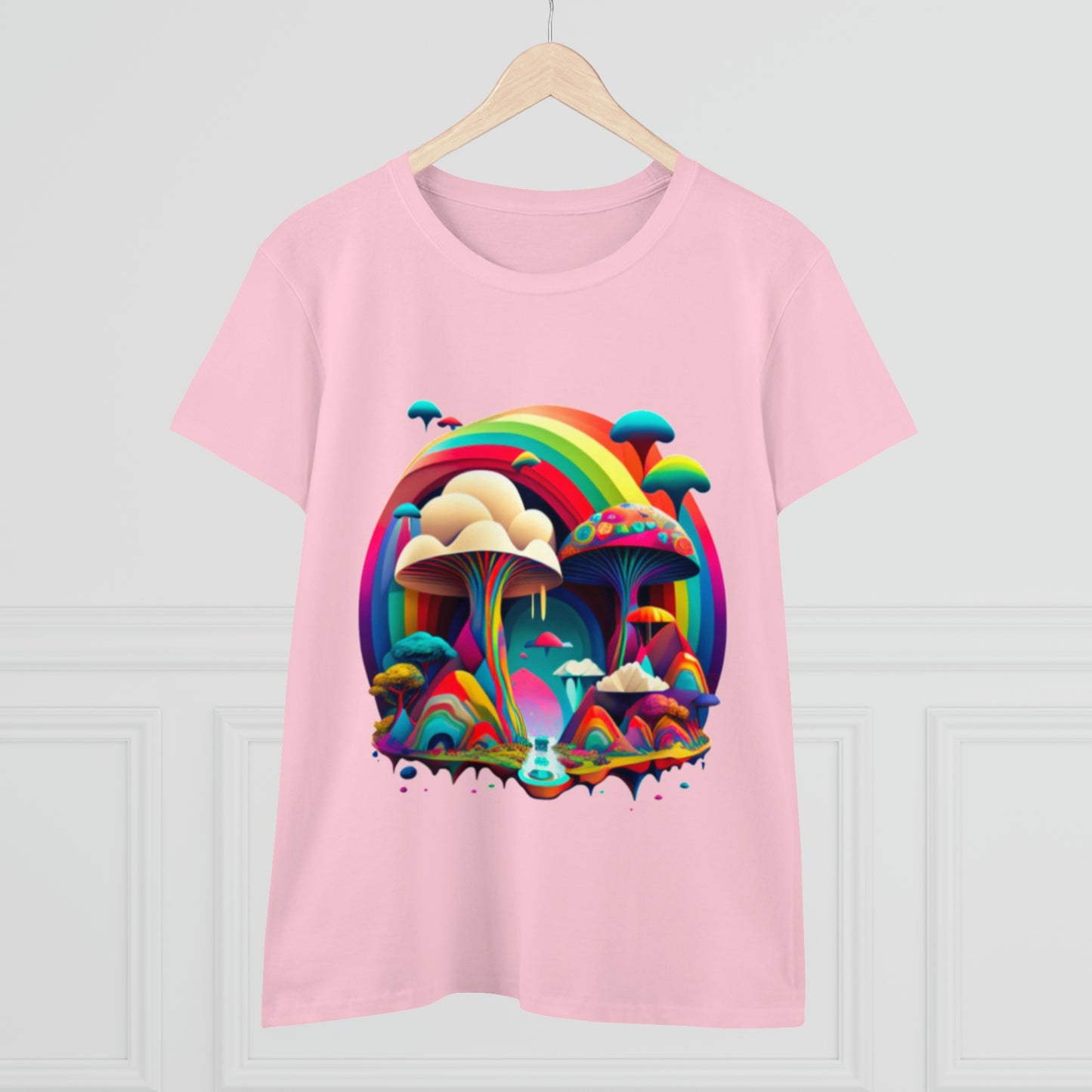 Rainbow Mushroom Shirt for Women, Mushroom Clothing Adventure Shirt, Good Vibes Shirt, Western Feminine Shirt, Short Sleeve Shirt