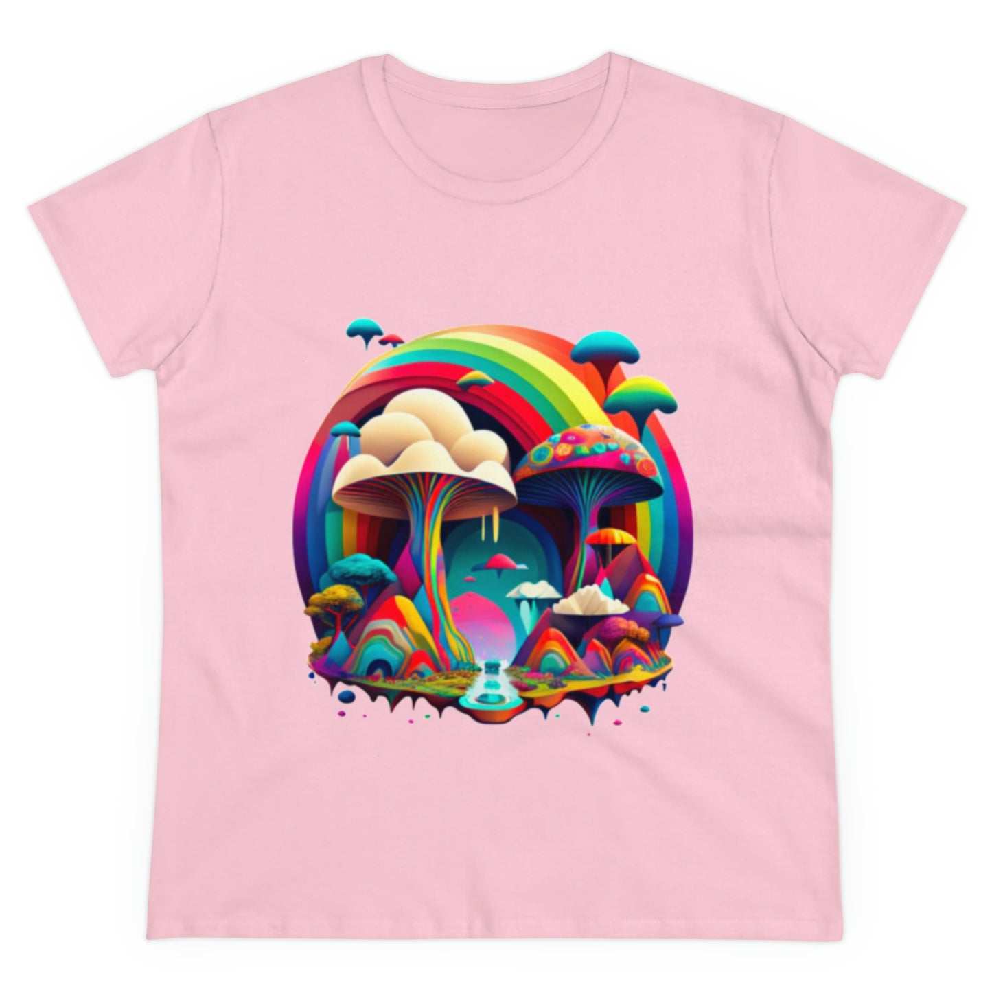 Rainbow Mushroom Shirt for Women, Mushroom Clothing Adventure Shirt, Good Vibes Shirt, Western Feminine Shirt, Short Sleeve Shirt