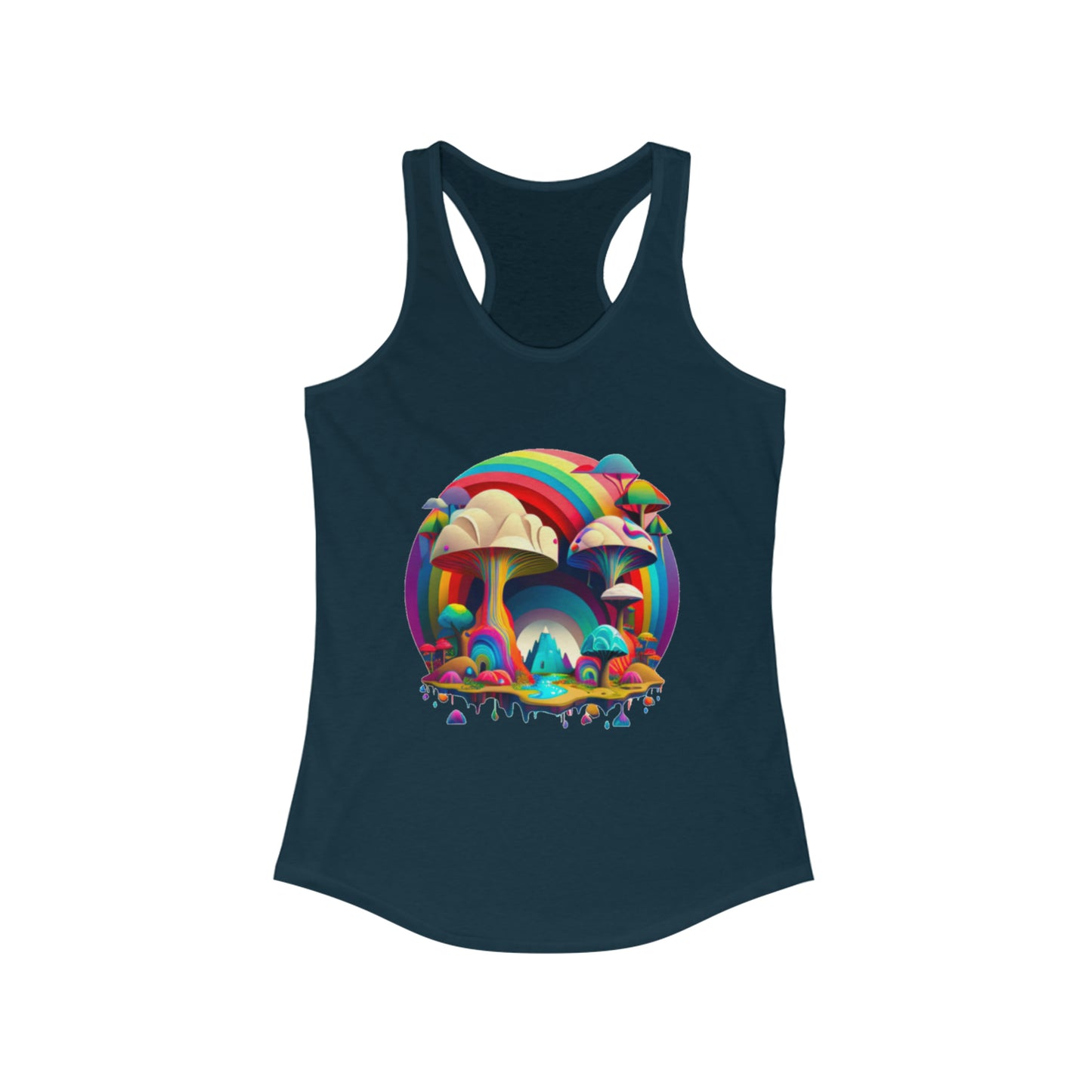 Rainbow Tank Top for Women, Graphic Tank Top, Tank Tops for Women Black Tank Top, Summer Mushroom Tank