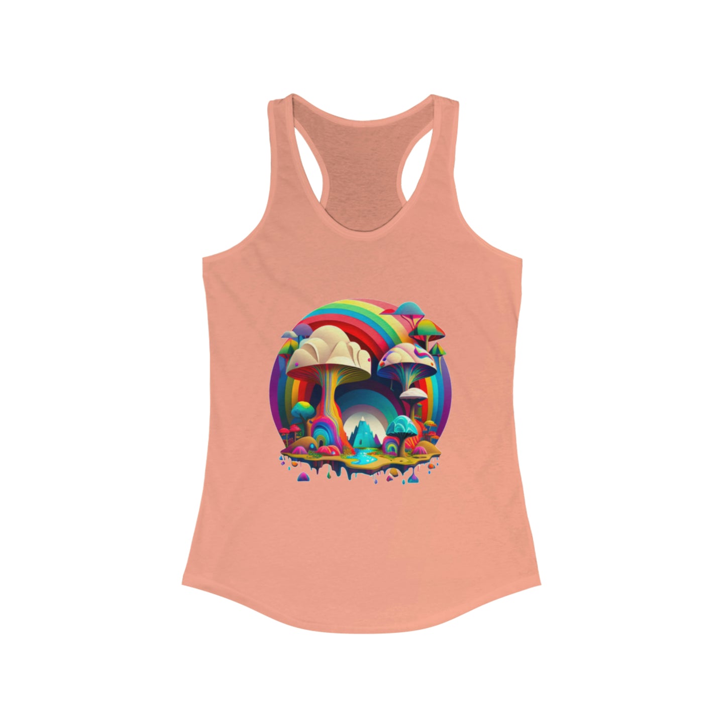 Rainbow Tank Top for Women, Graphic Tank Top, Tank Tops for Women Black Tank Top, Summer Mushroom Tank