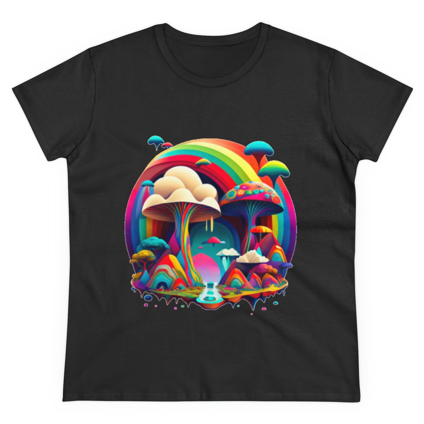 Rainbow Mushroom Shirt for Women, Mushroom Clothing Adventure Shirt, Good Vibes Shirt, Western Feminine Shirt, Short Sleeve Shirt