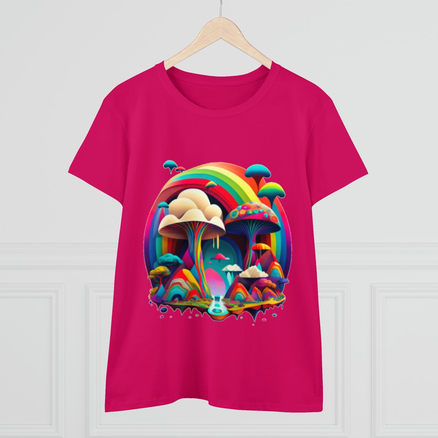 Rainbow Mushroom Shirt for Women, Mushroom Clothing Adventure Shirt, Good Vibes Shirt, Western Feminine Shirt, Short Sleeve Shirt
