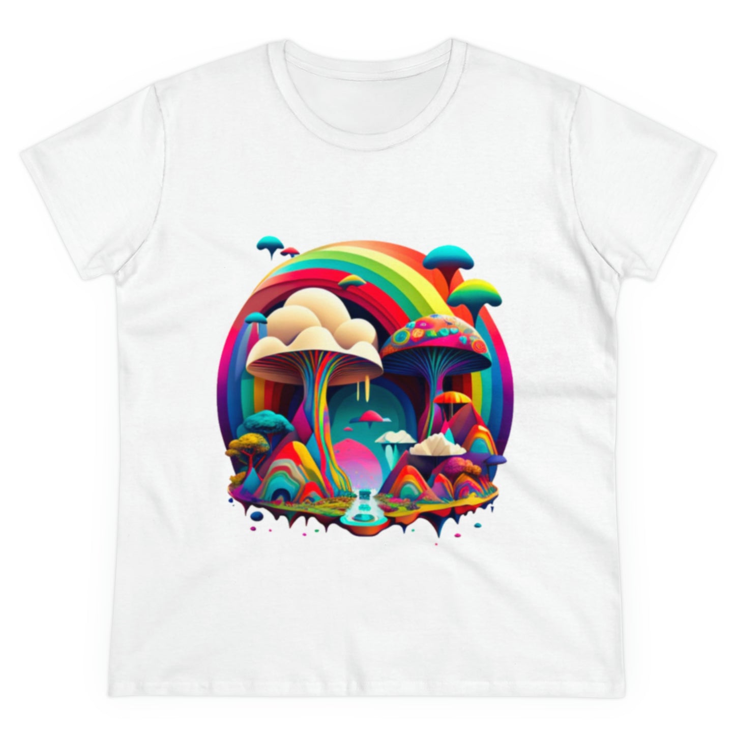 Rainbow Mushroom Shirt for Women, Mushroom Clothing Adventure Shirt, Good Vibes Shirt, Western Feminine Shirt, Short Sleeve Shirt