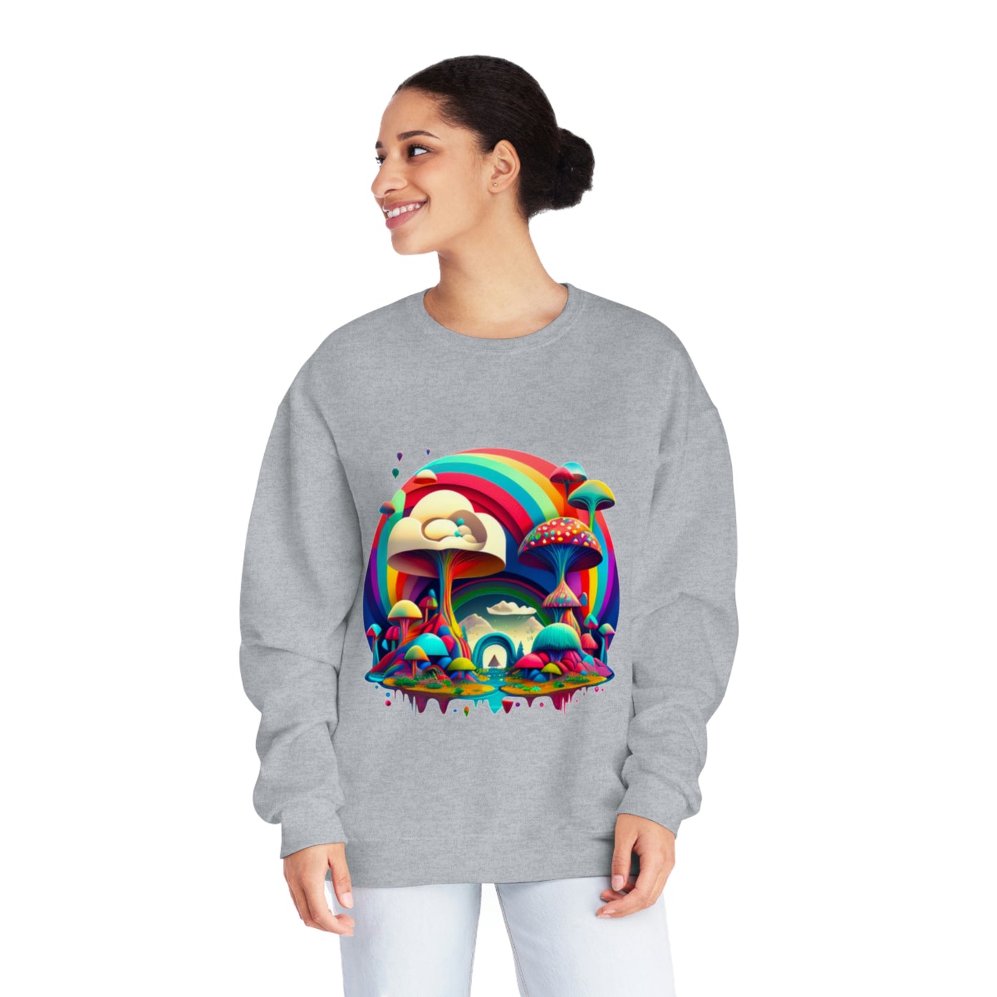 Rainbow Mushroom Sweatshirt, Graphic Sweatshirt, Mushroom Sweater Rainbow Sweatshirt, Mushroom Clothing Aesthetic Sweatshirt