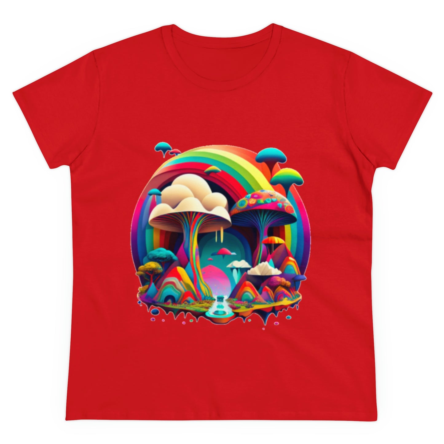 Rainbow Mushroom Shirt for Women, Mushroom Clothing Adventure Shirt, Good Vibes Shirt, Western Feminine Shirt, Short Sleeve Shirt
