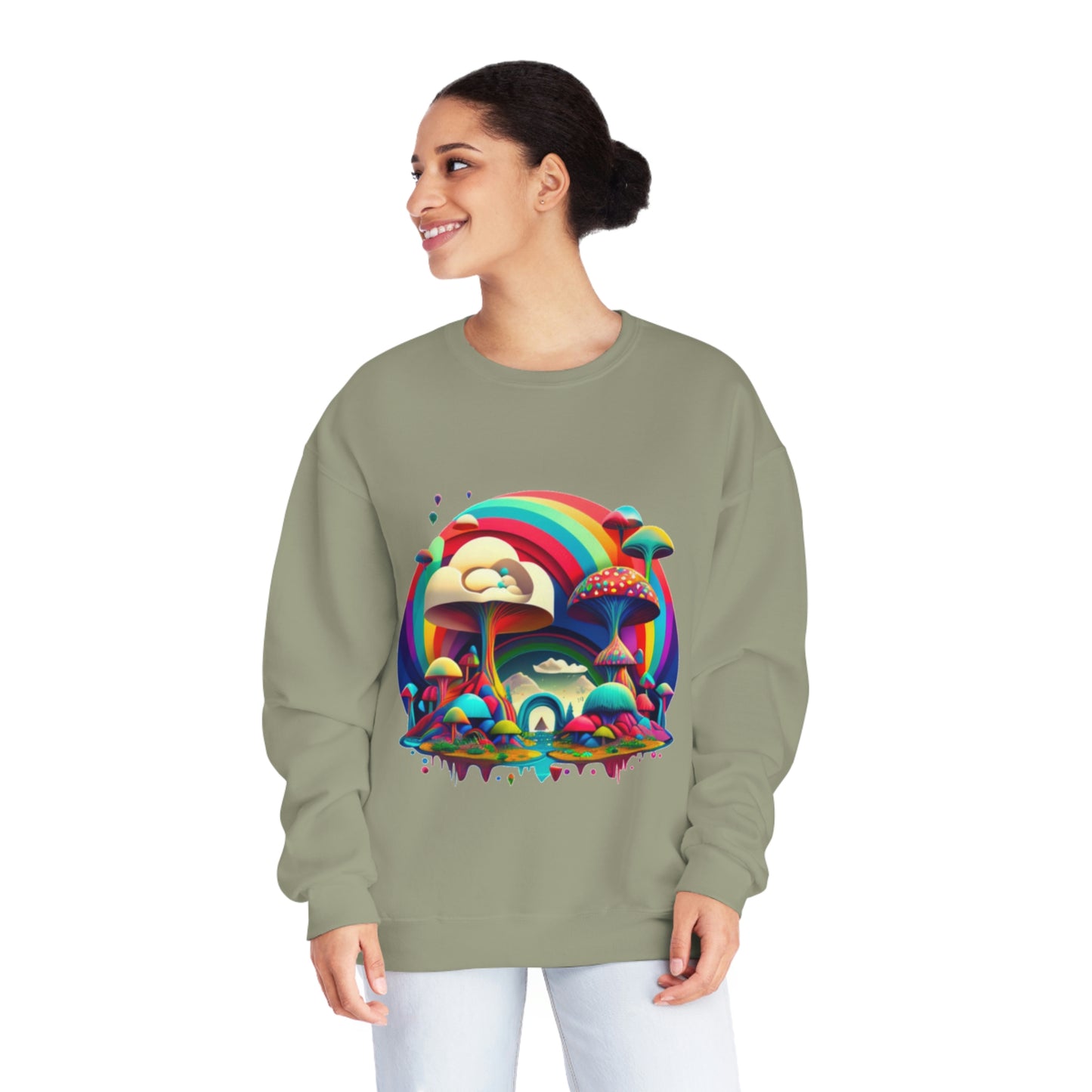 Rainbow Mushroom Sweatshirt, Graphic Sweatshirt, Mushroom Sweater Rainbow Sweatshirt, Mushroom Clothing Aesthetic Sweatshirt
