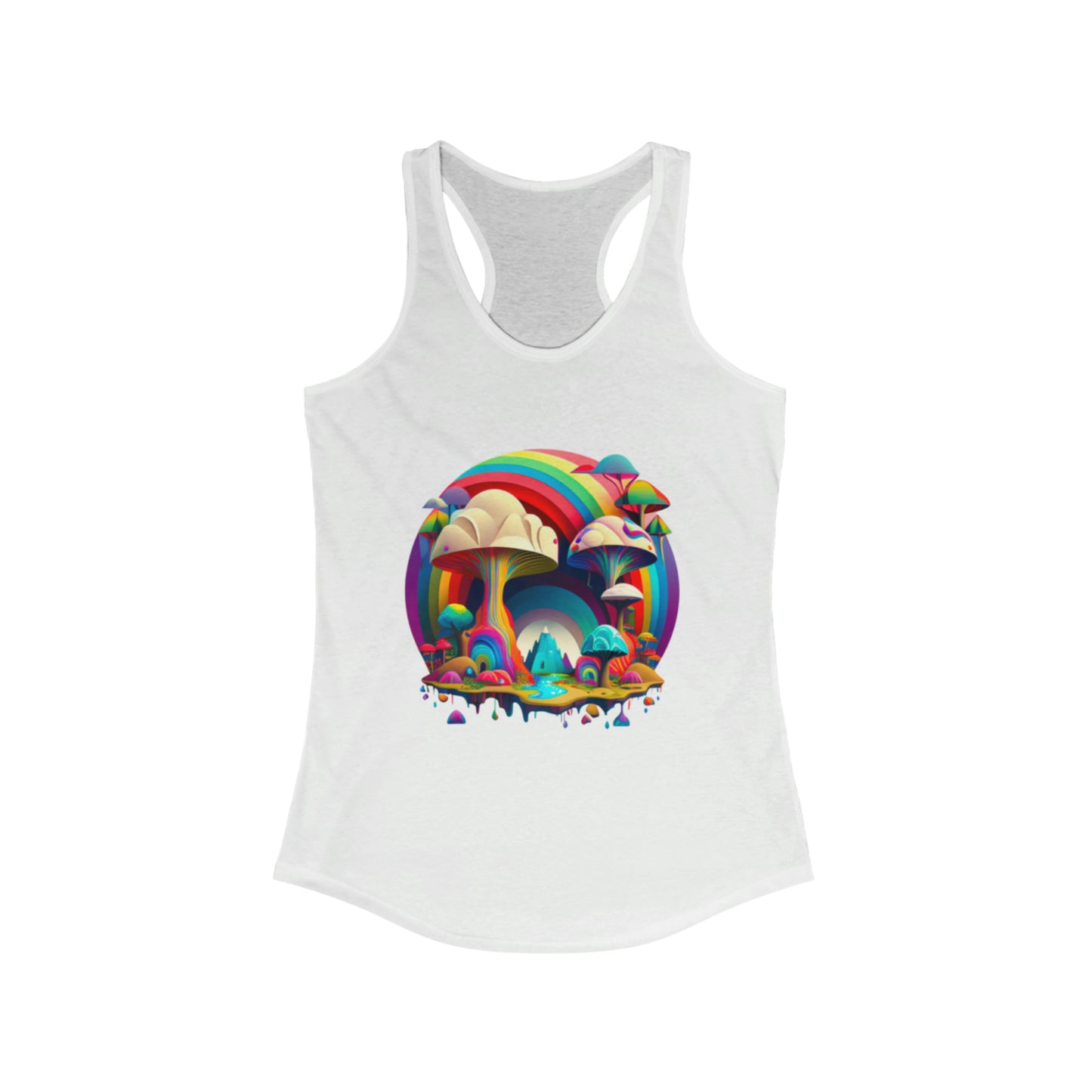 Rainbow Tank Top for Women, Graphic Tank Top, Tank Tops for Women Black Tank Top, Summer Mushroom Tank
