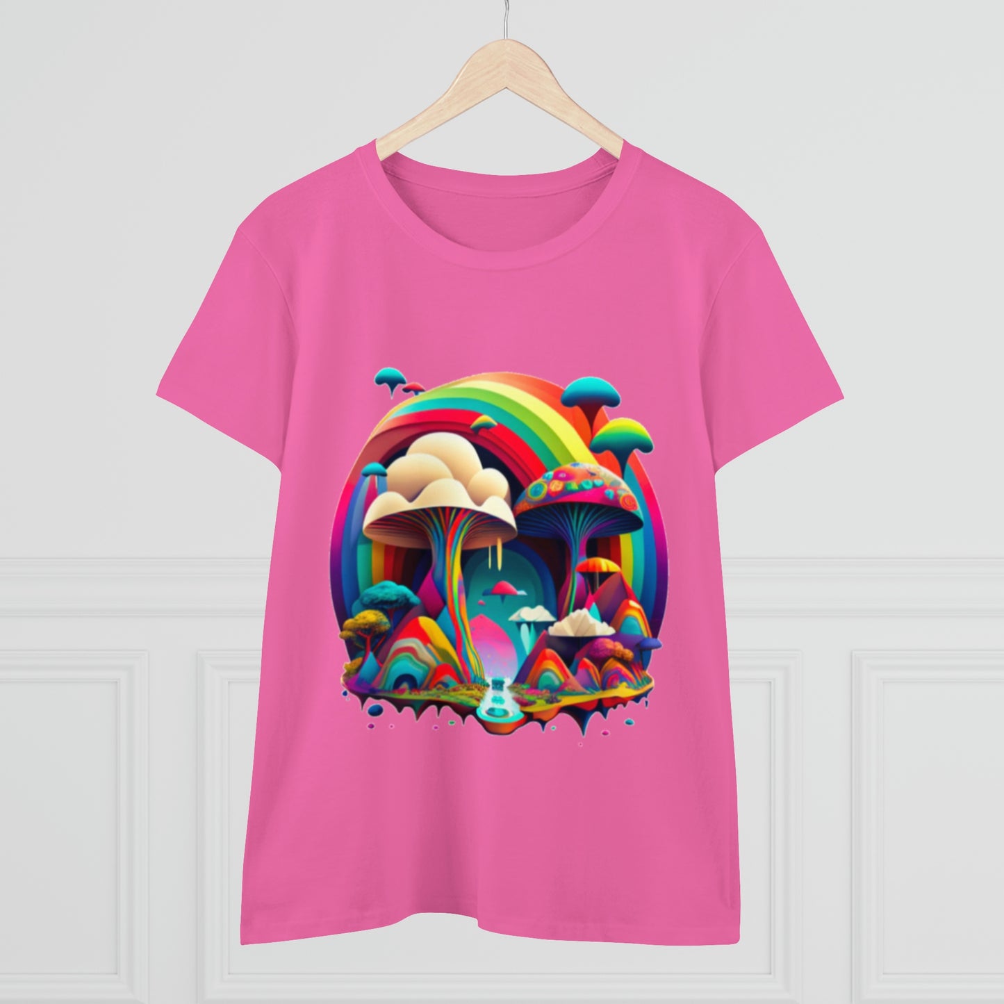 Rainbow Mushroom Shirt for Women, Mushroom Clothing Adventure Shirt, Good Vibes Shirt, Western Feminine Shirt, Short Sleeve Shirt